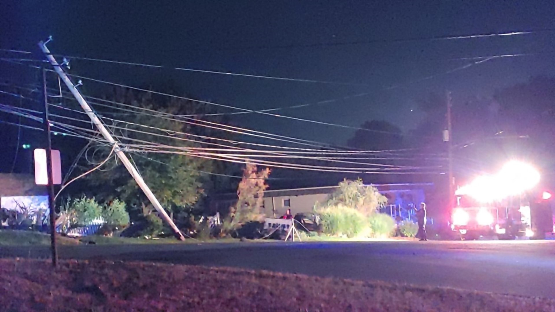 An SUV veered off the road and crashed into a utility pole Thursday night in Scranton.