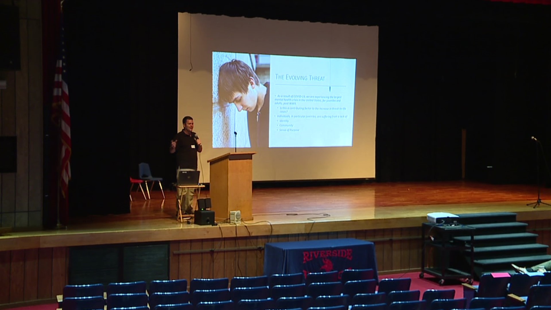 Nearly 100 teachers, police, and other law enforcement participated in a presentation at Riverside High School.