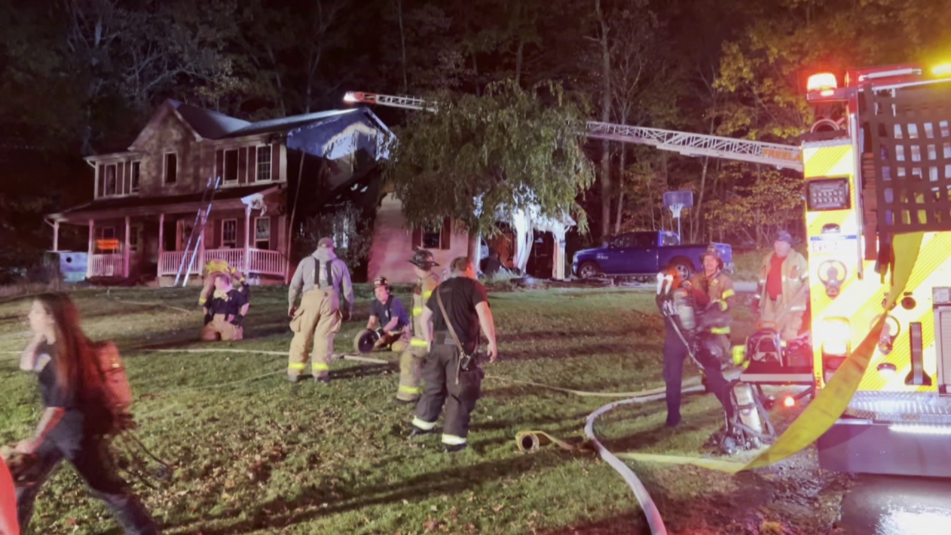 Flames broke out along Charlwood Drive in Butler Township Saturday night.