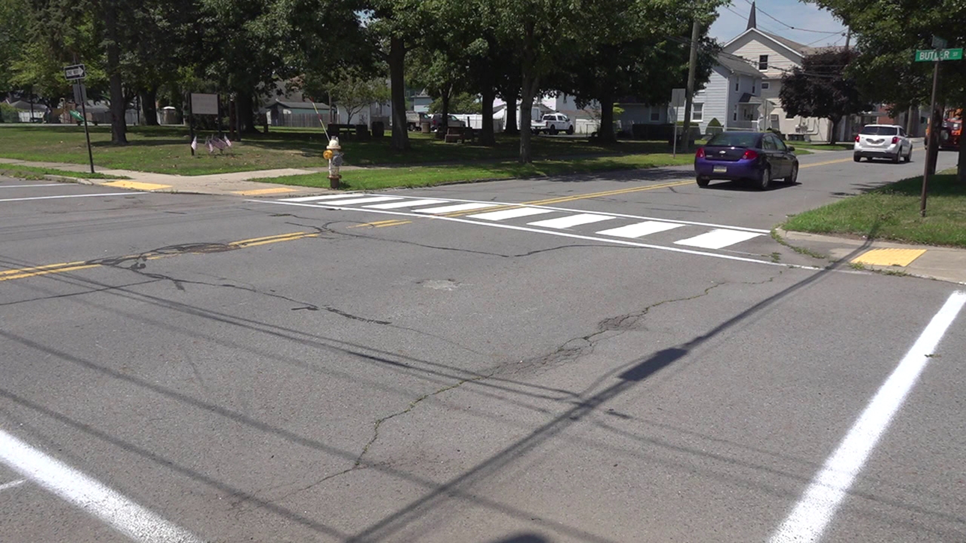 The crosswalks near Butler Street Park, as well as along 8th Street in Wyoming, were repainted on Tuesday after 10-year-old Alexis Brown was hit by a car back in May