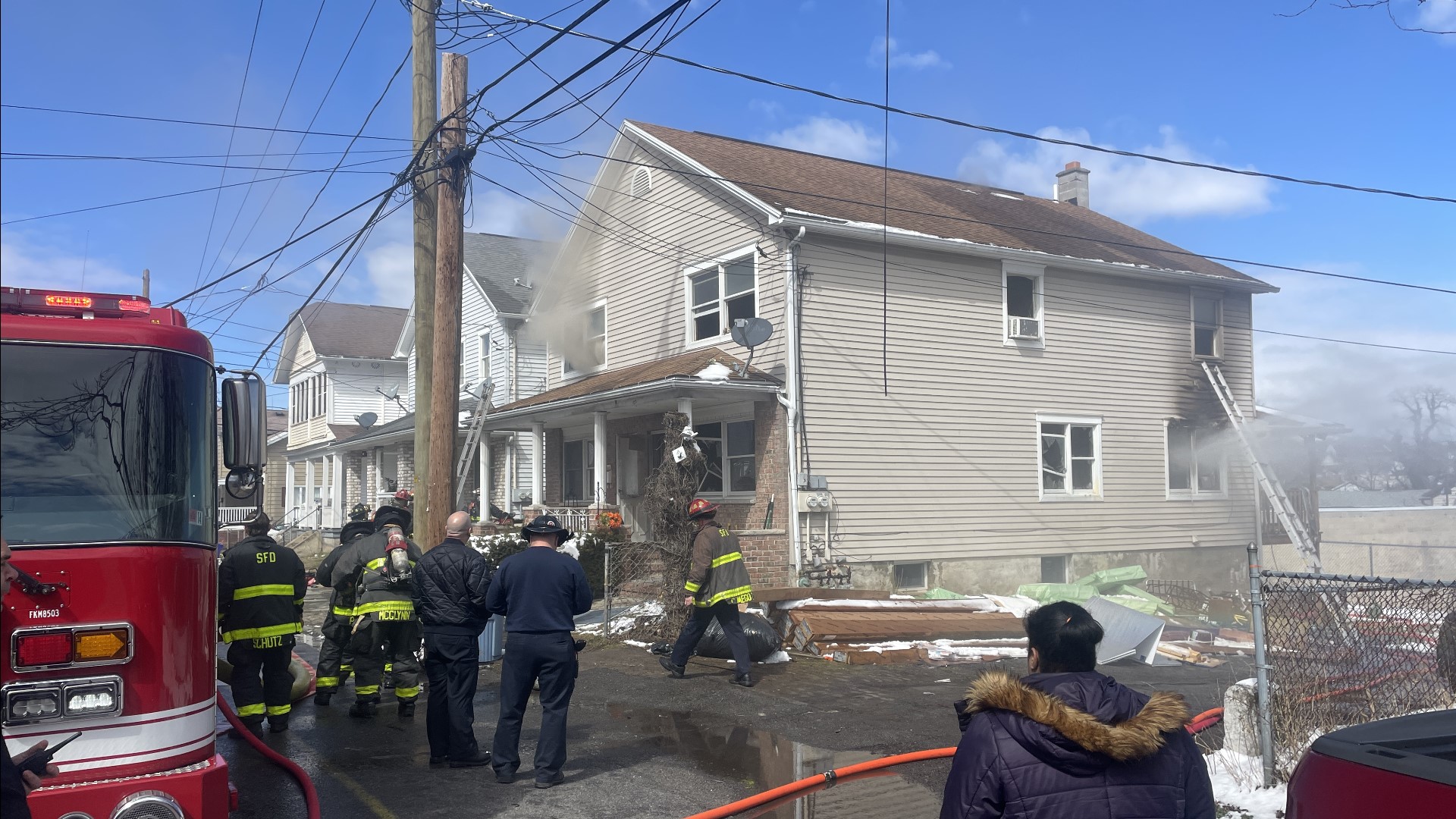 Firefighters said the home on Hampton Street has fire and water damage.