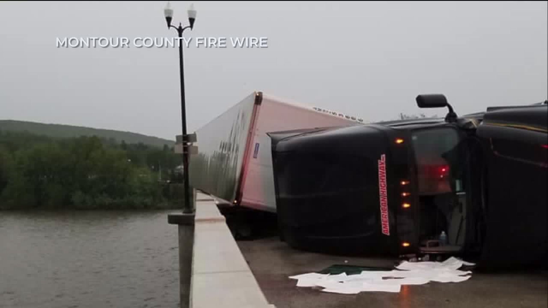 Tractor Trailer Tipped as Powerful Storms Pass Through Danville