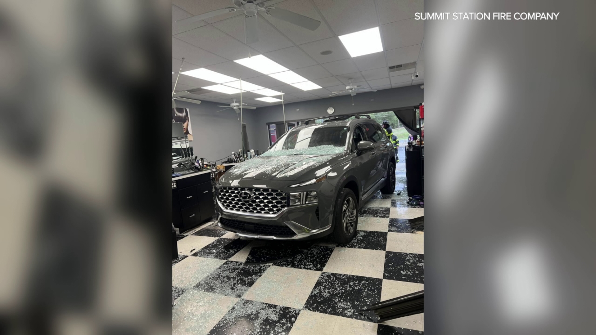 The SUV crashed into Just Your Style Hair Design along Route 183 in Wayne Township near Cressona Tuesday afternoon.