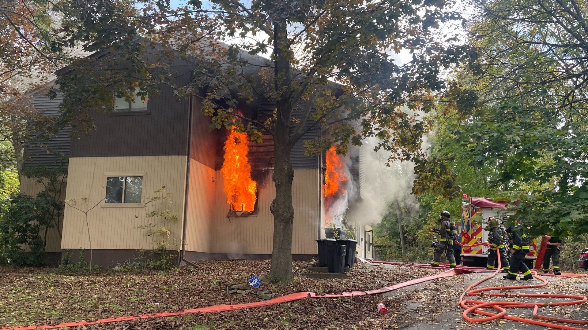 The building on South Irving Avenue caught fire around 1 p.m. Thursday.