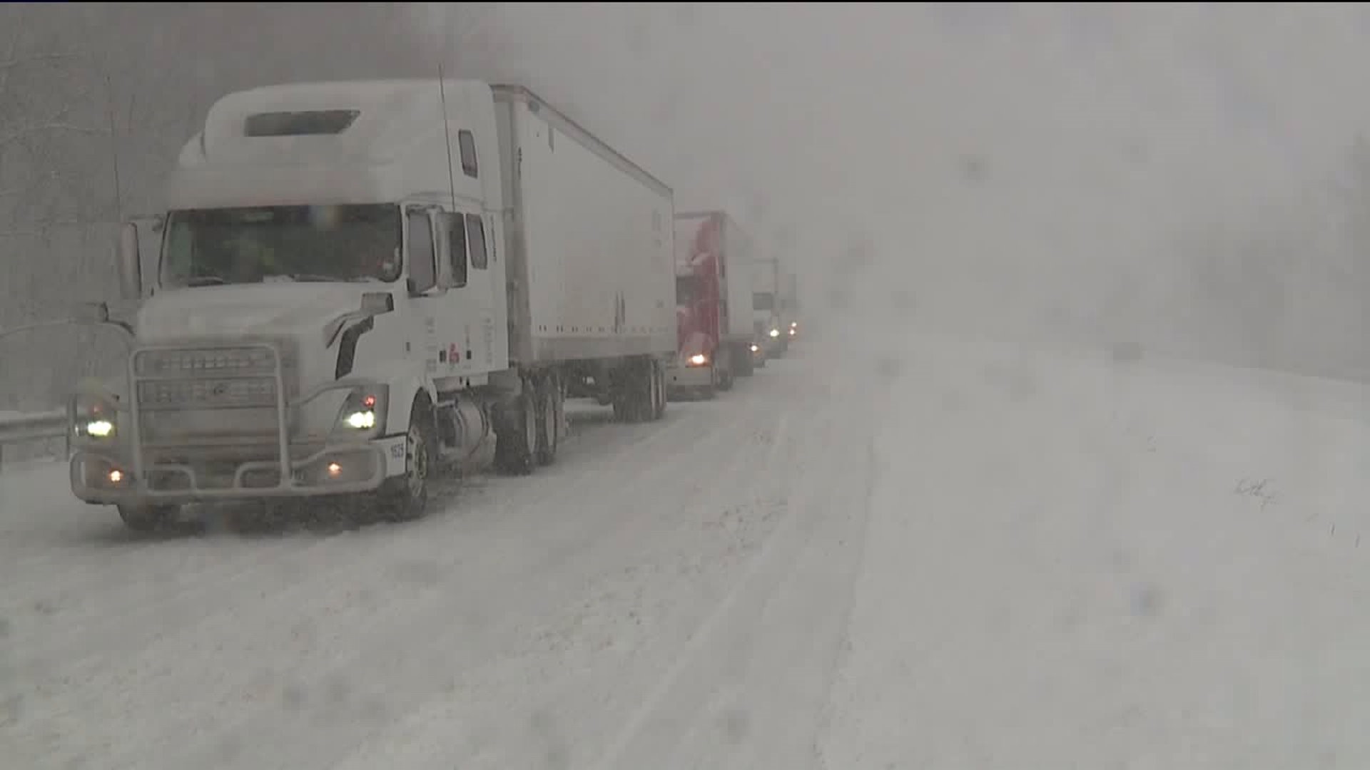 Snow Slows Traffic To A Crawl Along Interstate 81 In Susquehanna County