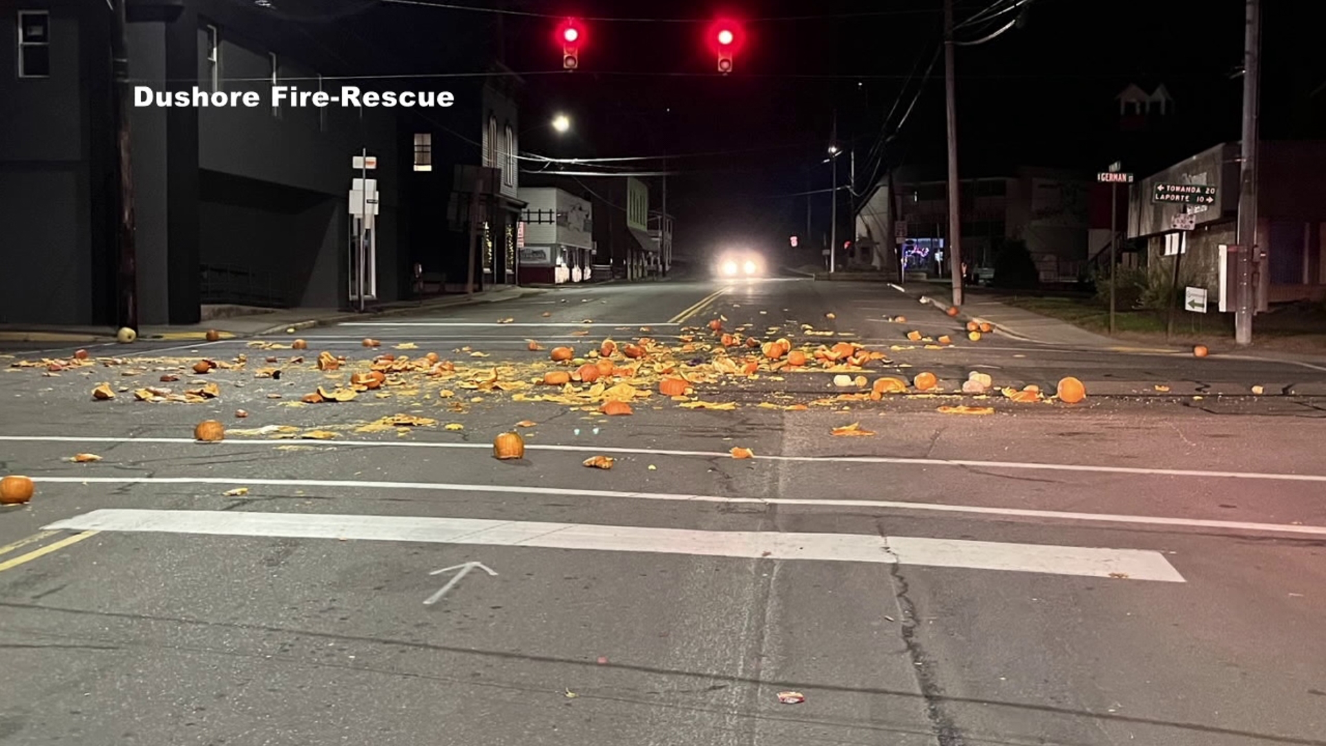 Officials say the youth of Dushore annually steal pumpkins off porches and smash them at the town's only intersection.