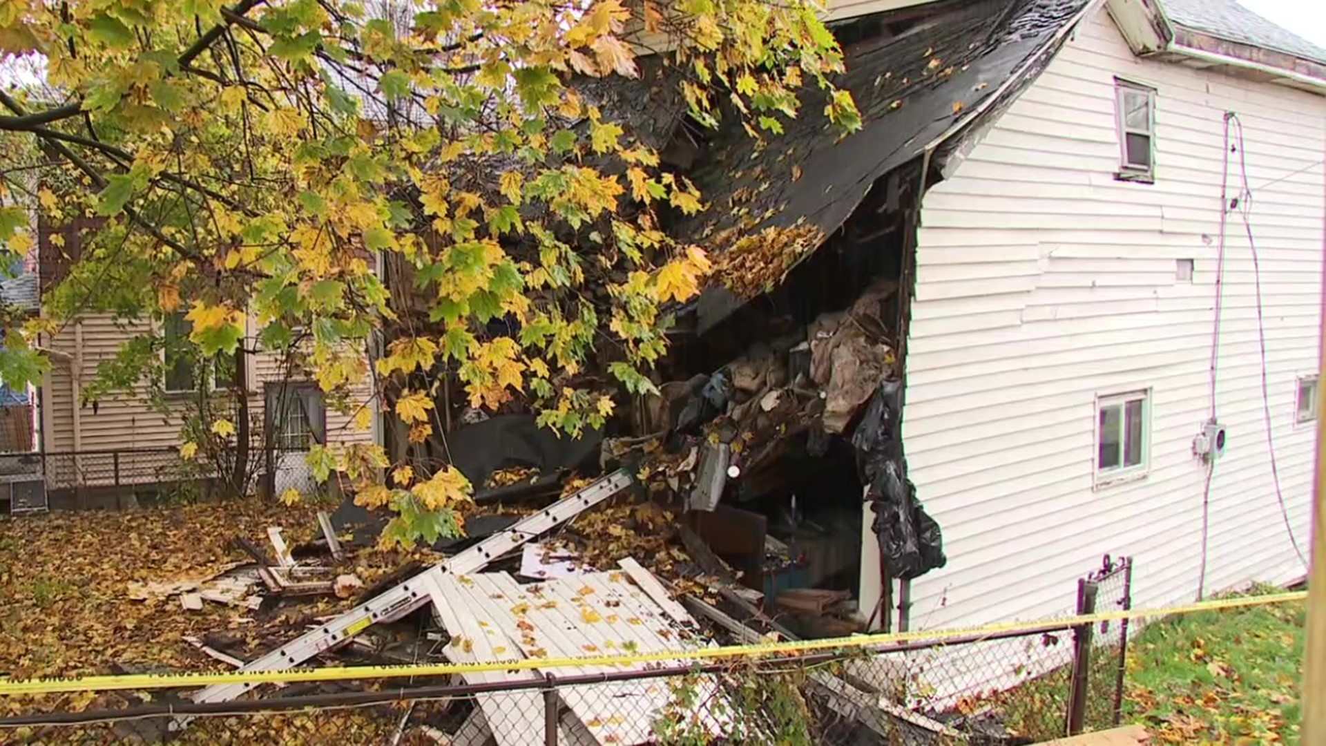 A portion of the building on Moosic Street in Scranton came down Monday morning.