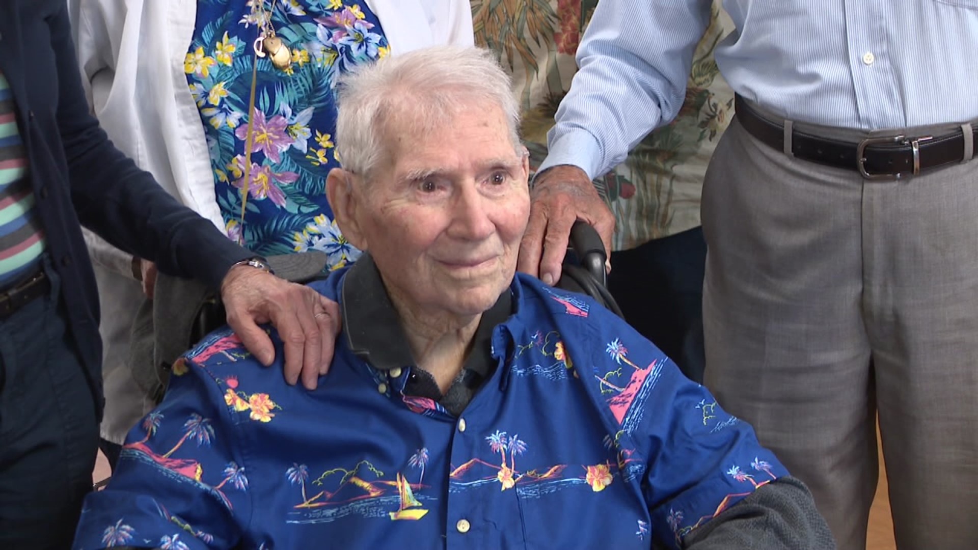 The birthday party at Aventura at Creekside, a rehab and nursing facility, included his 98-year-old brother.