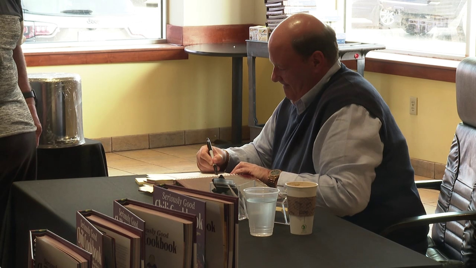 Brian Baumgartner made a stop Friday afternoon at Books-a-Million in Dickson City to sign copies of his new chili cookbook.