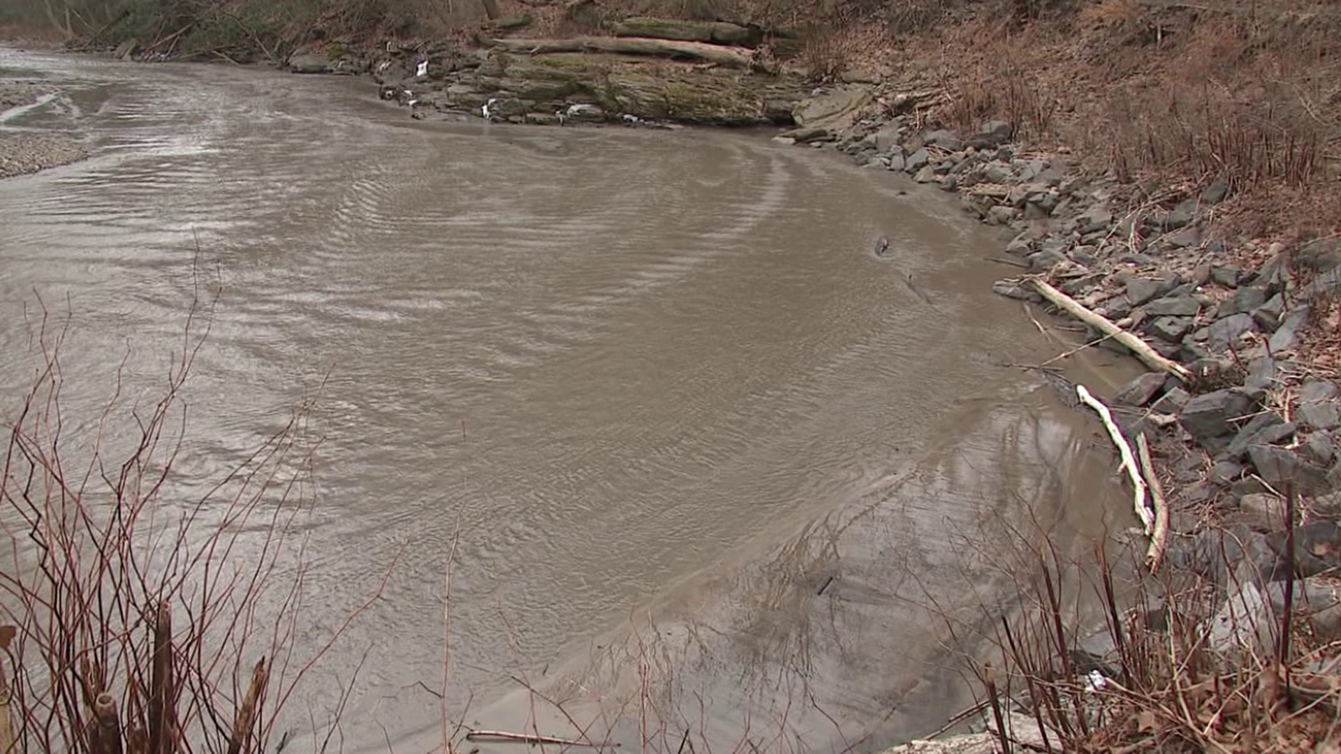 Construction on a dam at Dunmore Reservoir No. 7 is causing low water levels and sediment to flow into the creek.