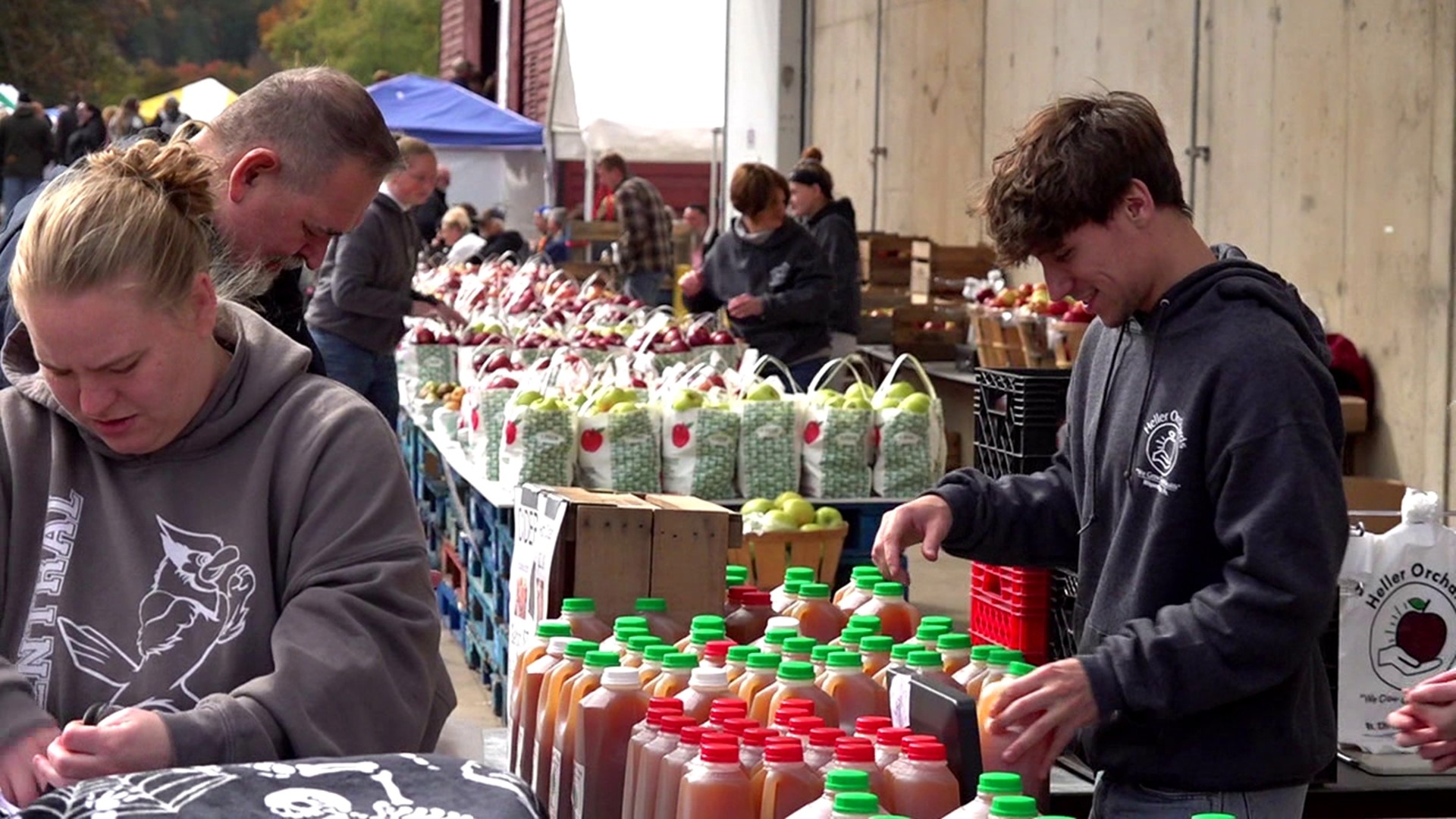 Crowds packed the family farm in Wapwallopen and many left with apples, a crop that had some challenges for the Heller family this year.