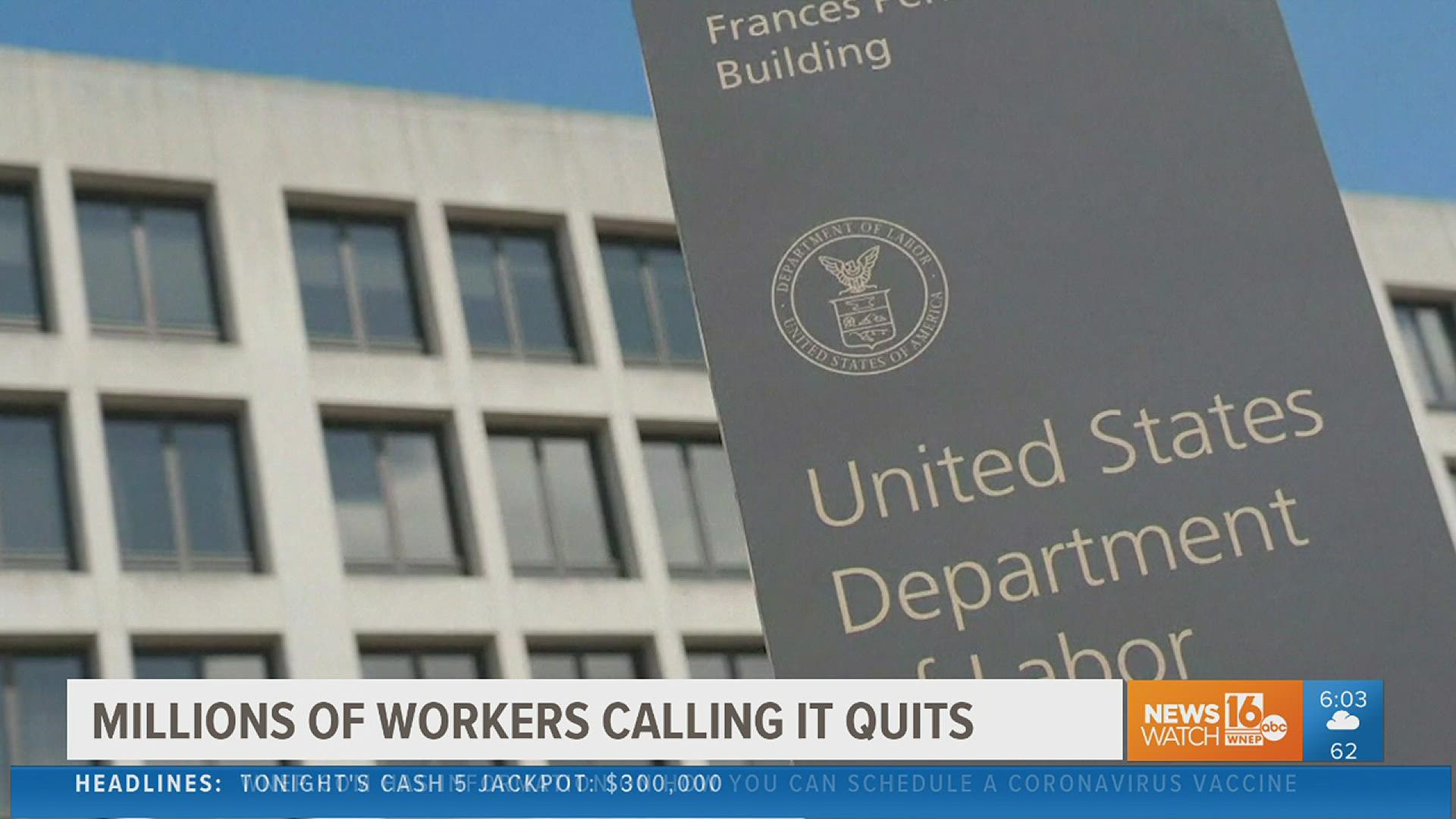 Millions of Americans are calling it quits. The Department of Labor says it's a record-breaking number.