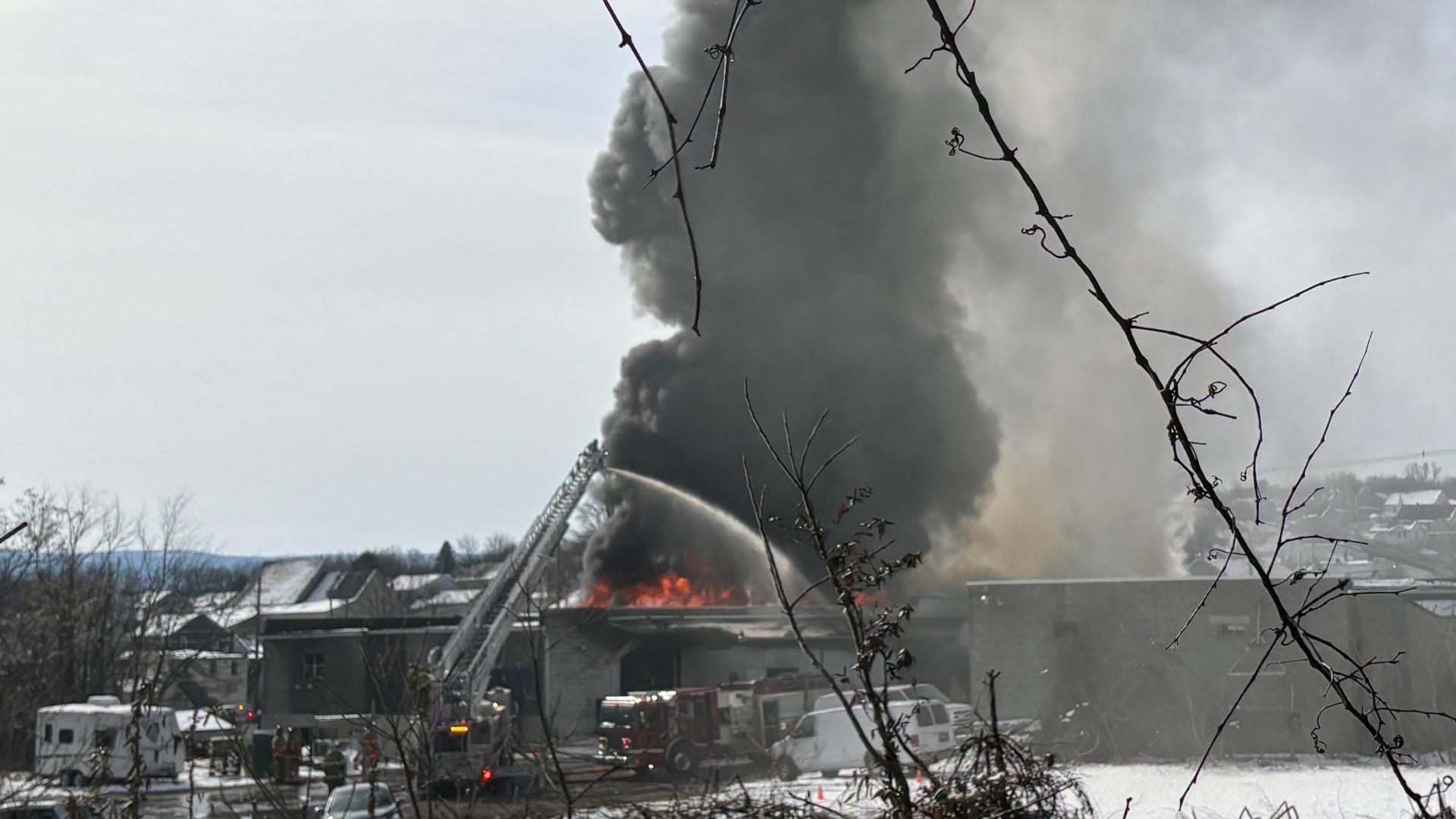 The blaze in Luzerne County broke out in a commercial building on Main Street Thursday morning.