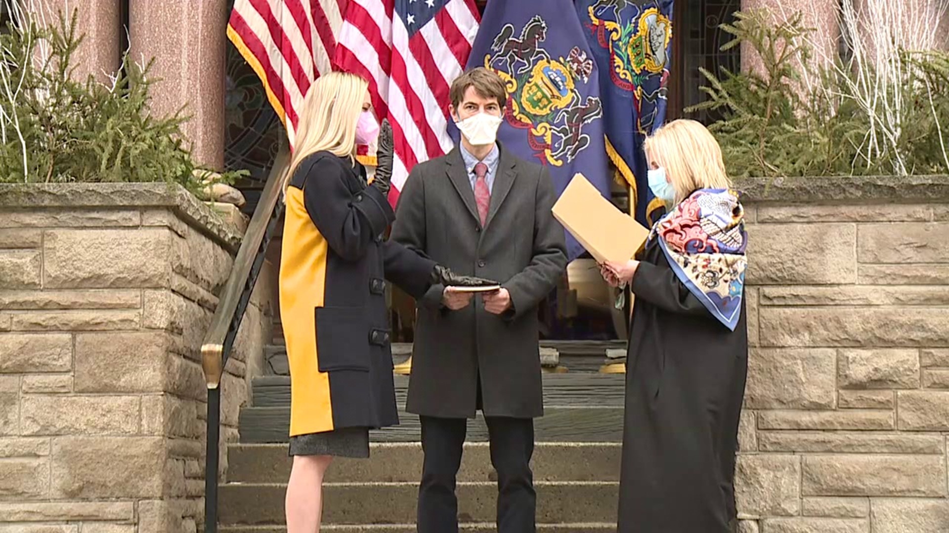 Mayor Cognetti was sworn in at Scranton City Hall on Monday.