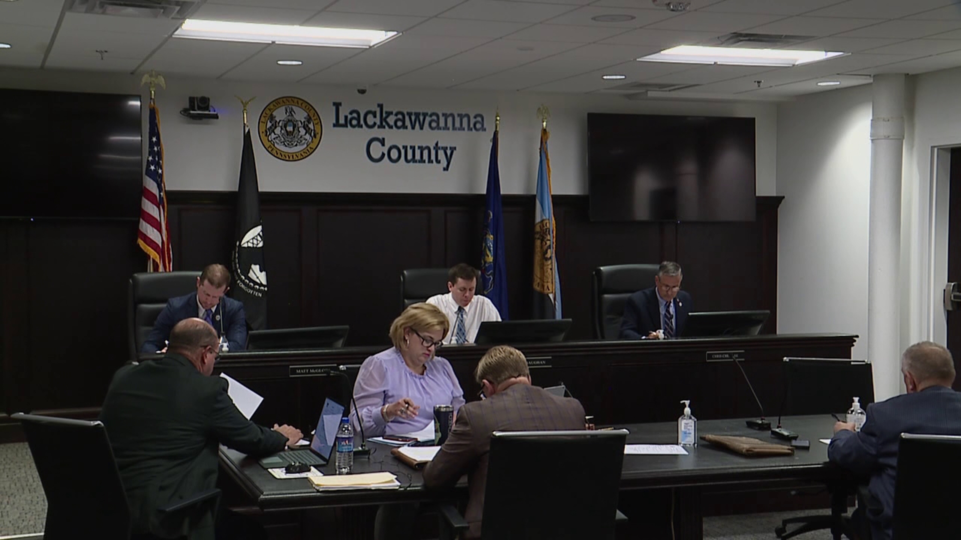 The Lackawanna County commissioners held the first reading of the 2025 budget, which includes a proposed 33% tax hike.