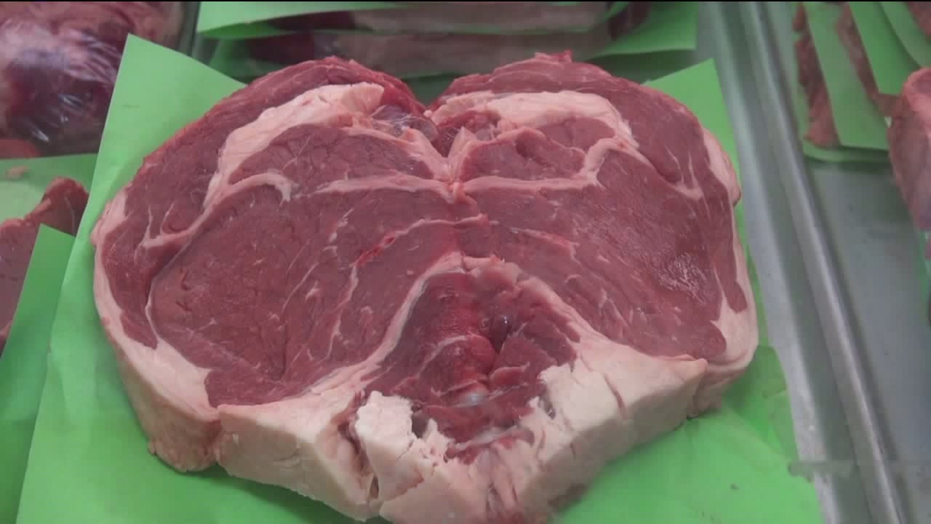 Saying `I love you` with Heart-shaped Steak