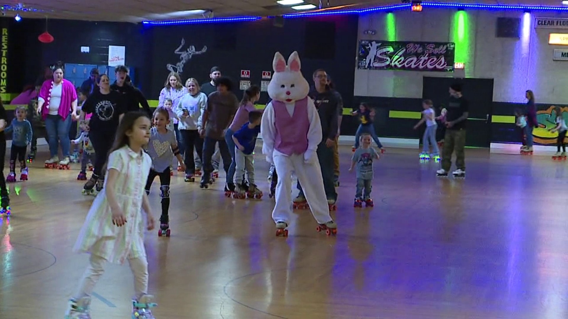 Hundreds came out to Skateaway in Wilkes-Barre Township on Sunday to hop on the rink with the Easter Bunny.