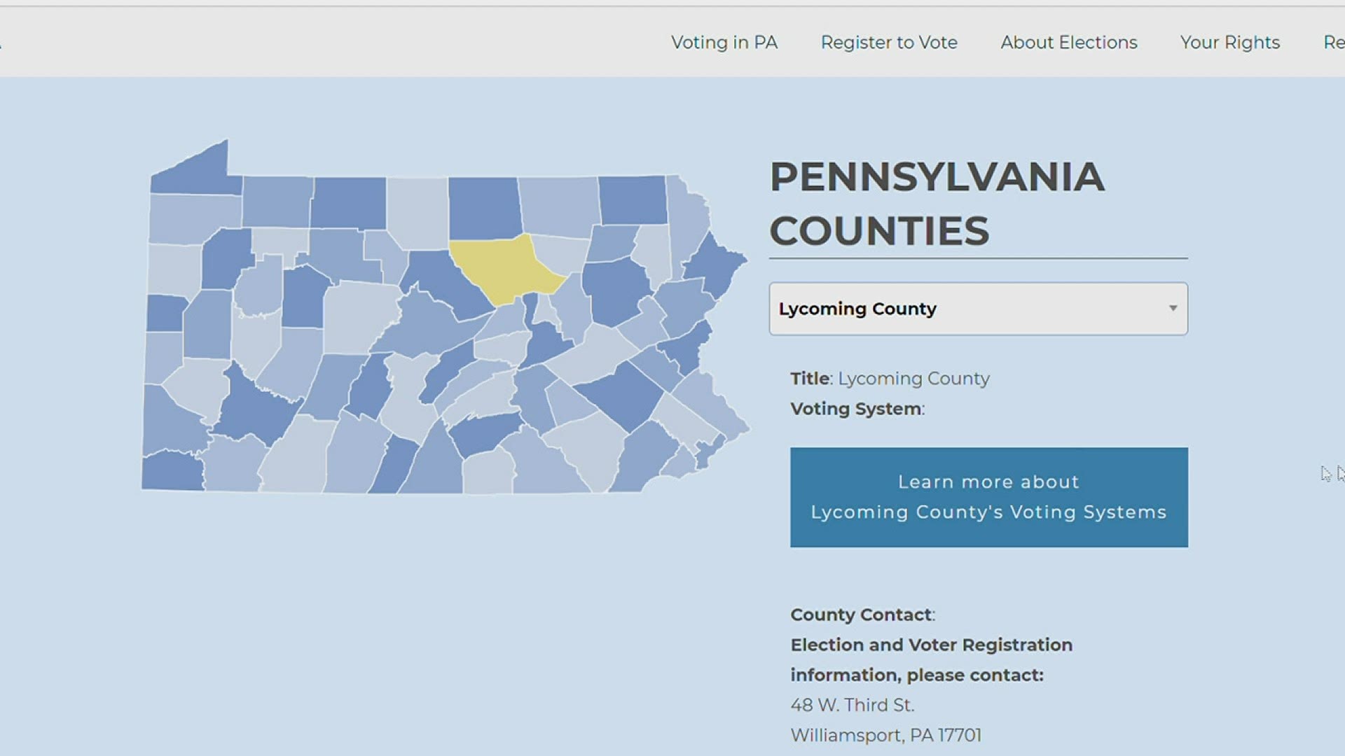 There are 67 new websites -- one for each county. They're designed to help voters learn about their county's voting system and how to use it.