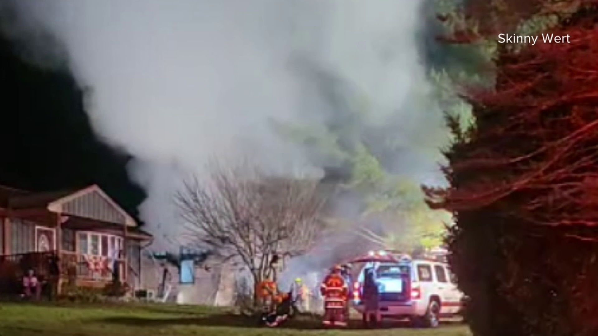 Flames sparked at the home along Zinck Road in Mifflin Township around 4:30 a.m. Wednesday.