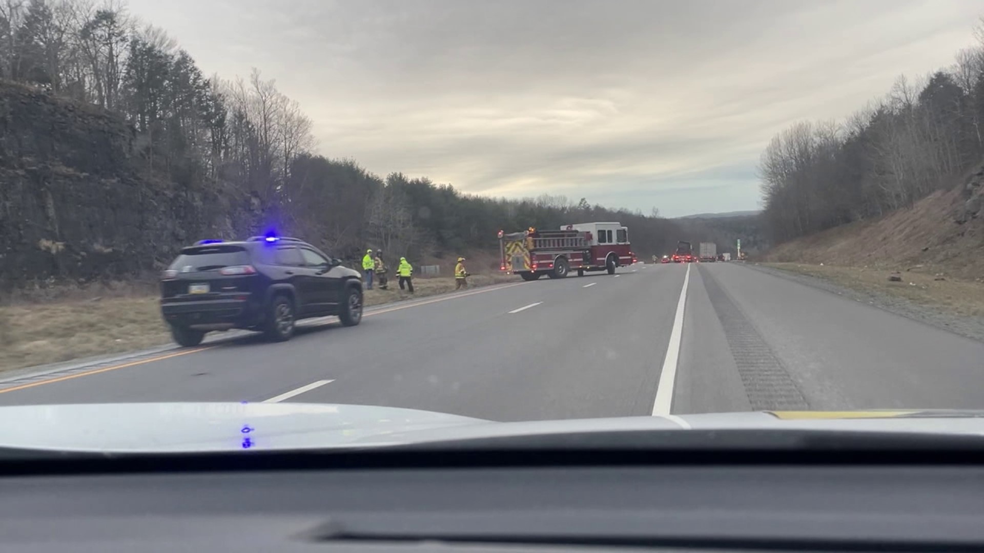 The crash happened around 5 p.m. Friday afternoon along I-84 in Greene Township.