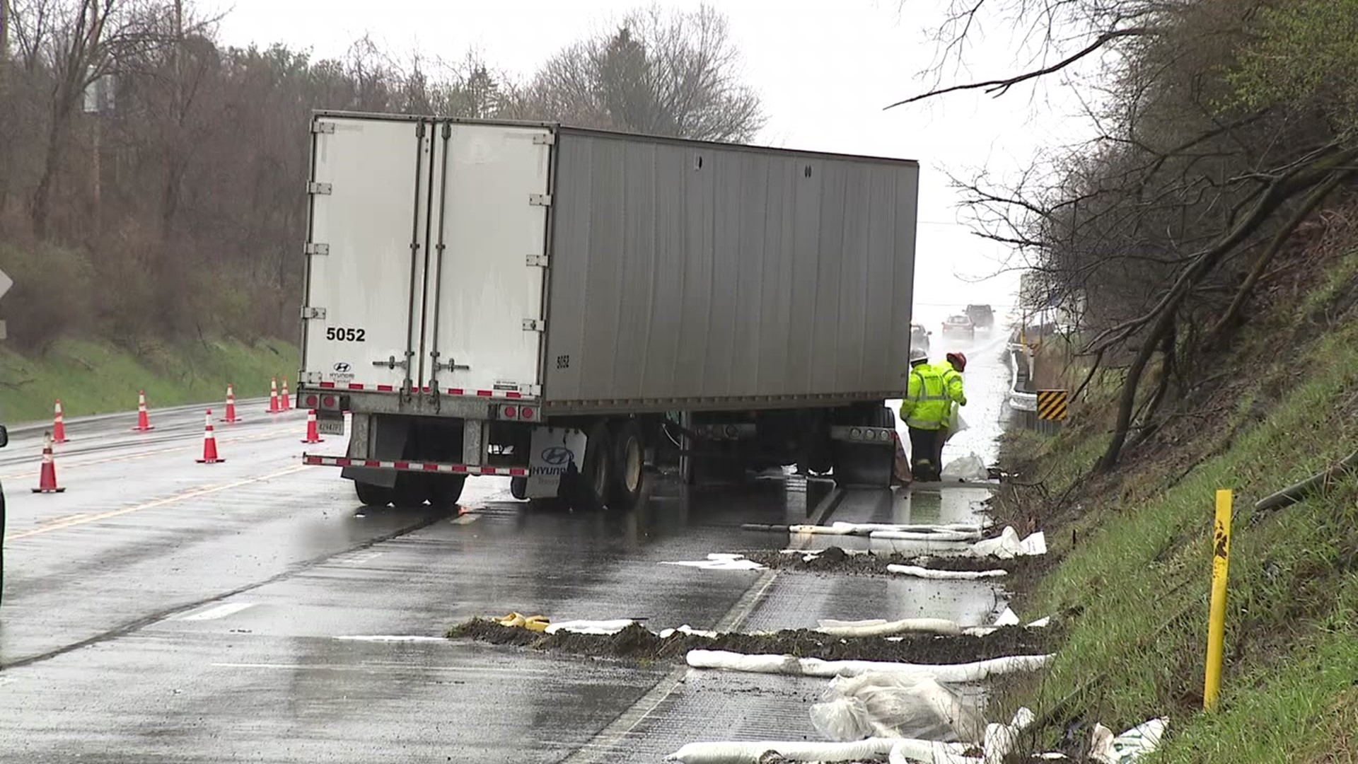 A man pulled out onto Route 15 when his car was hit by a tractor-trailer.
