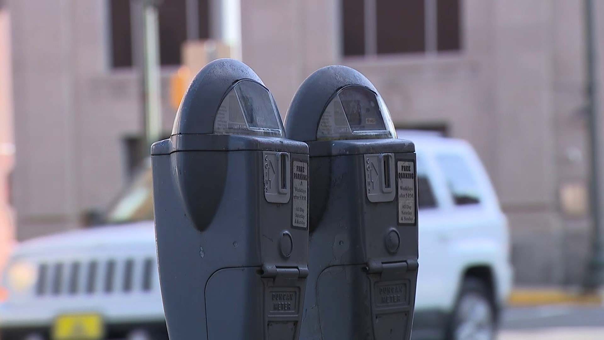 Text-to-pay parking meters are being installed in the city's downtown.