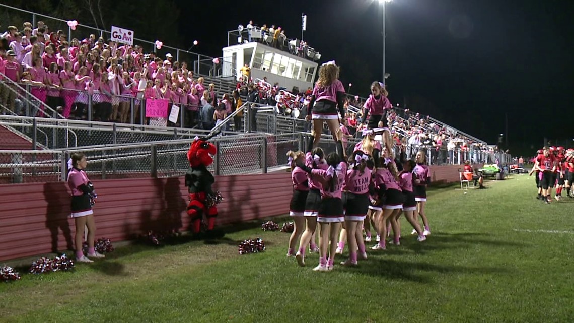 Students hold 'pink-out' for teacher battling cancer