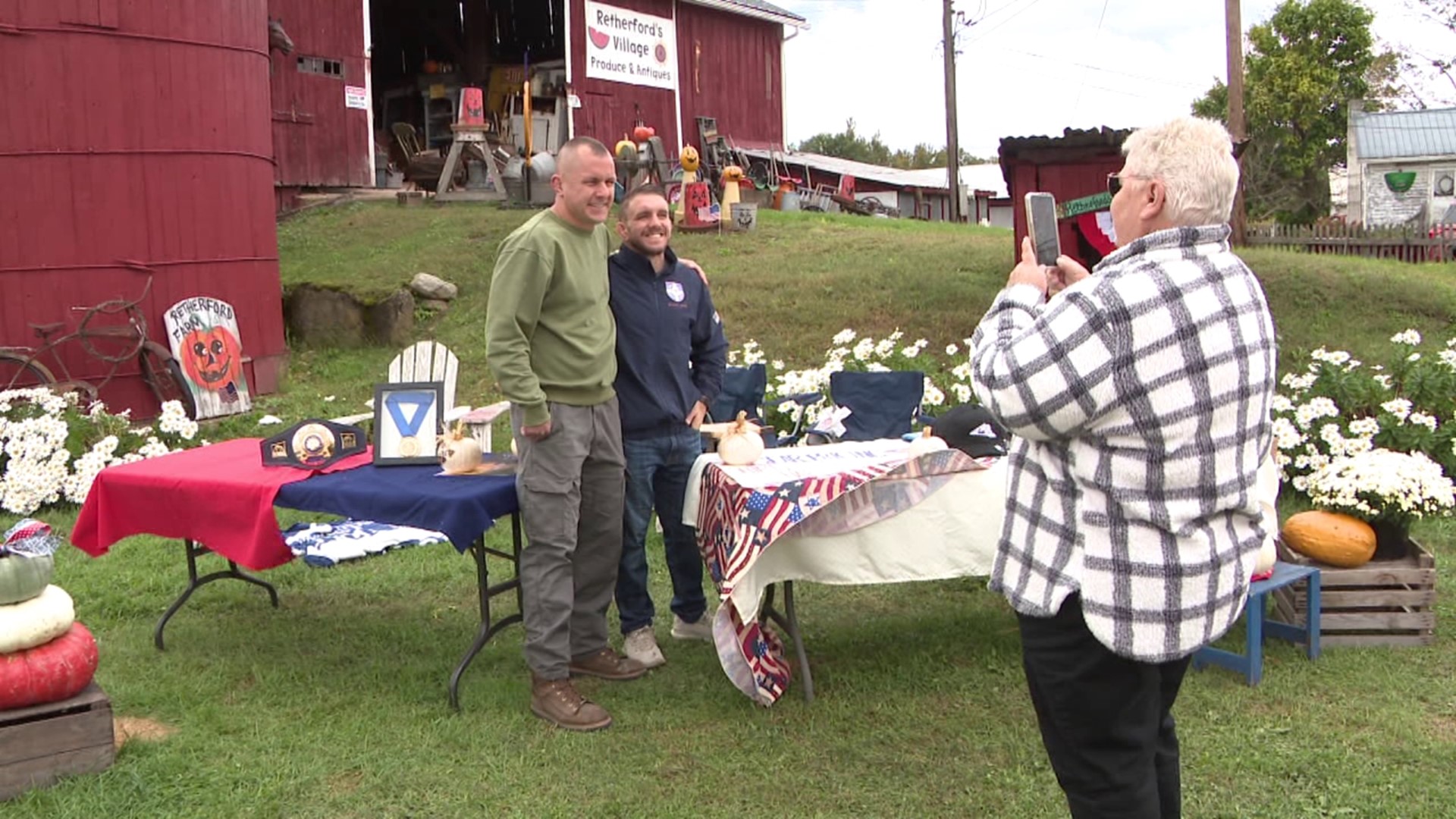 Folks had the chance to meet world champion wrestler Zain Retherford Sunday at Retherford's Farm Market in Benton Township.