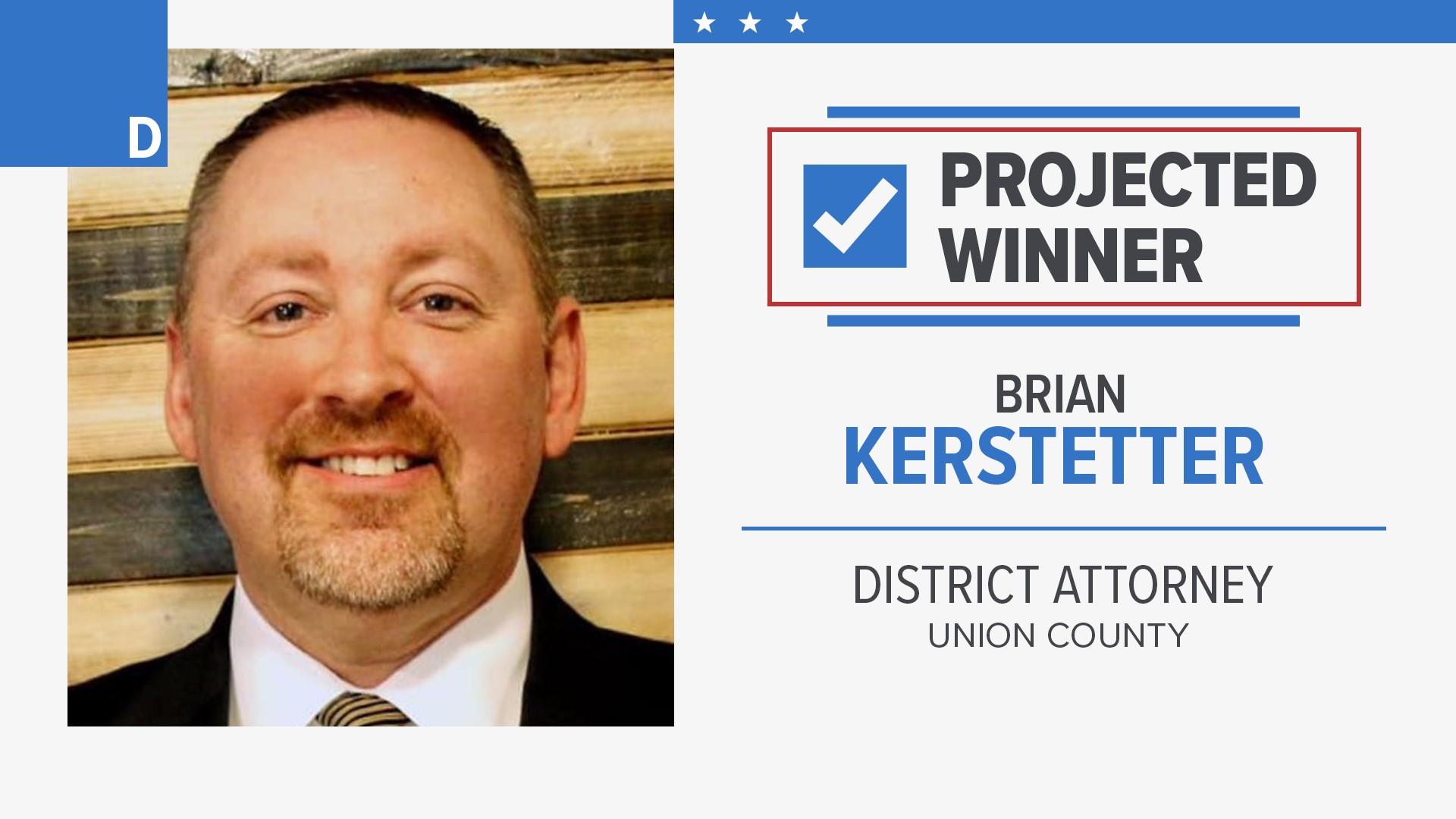 Brian Kerstetter is projected to be Union County's first new district attorney in 30 years.