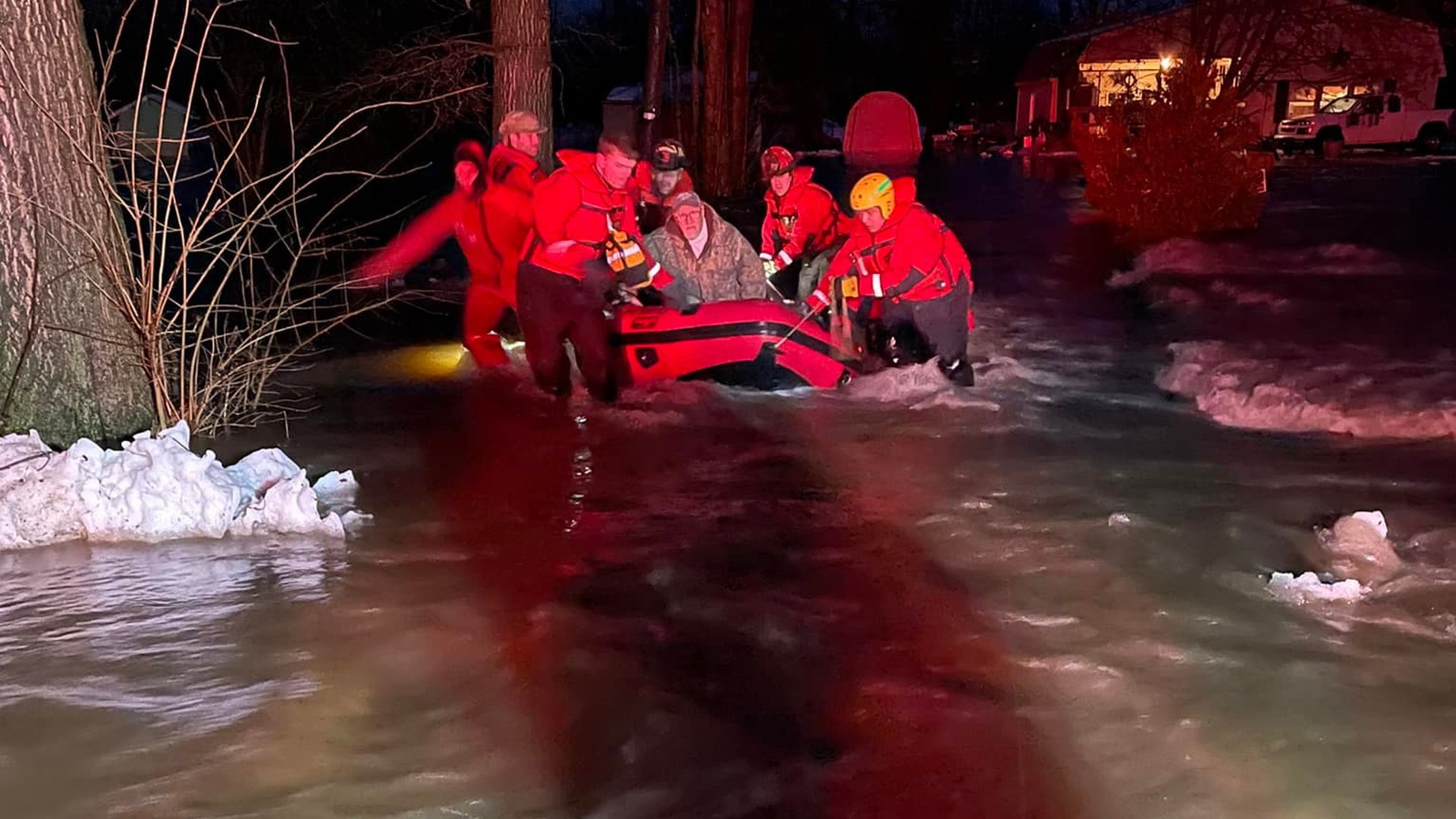 Hose company rescue teams saved people from rising waters early Friday.
