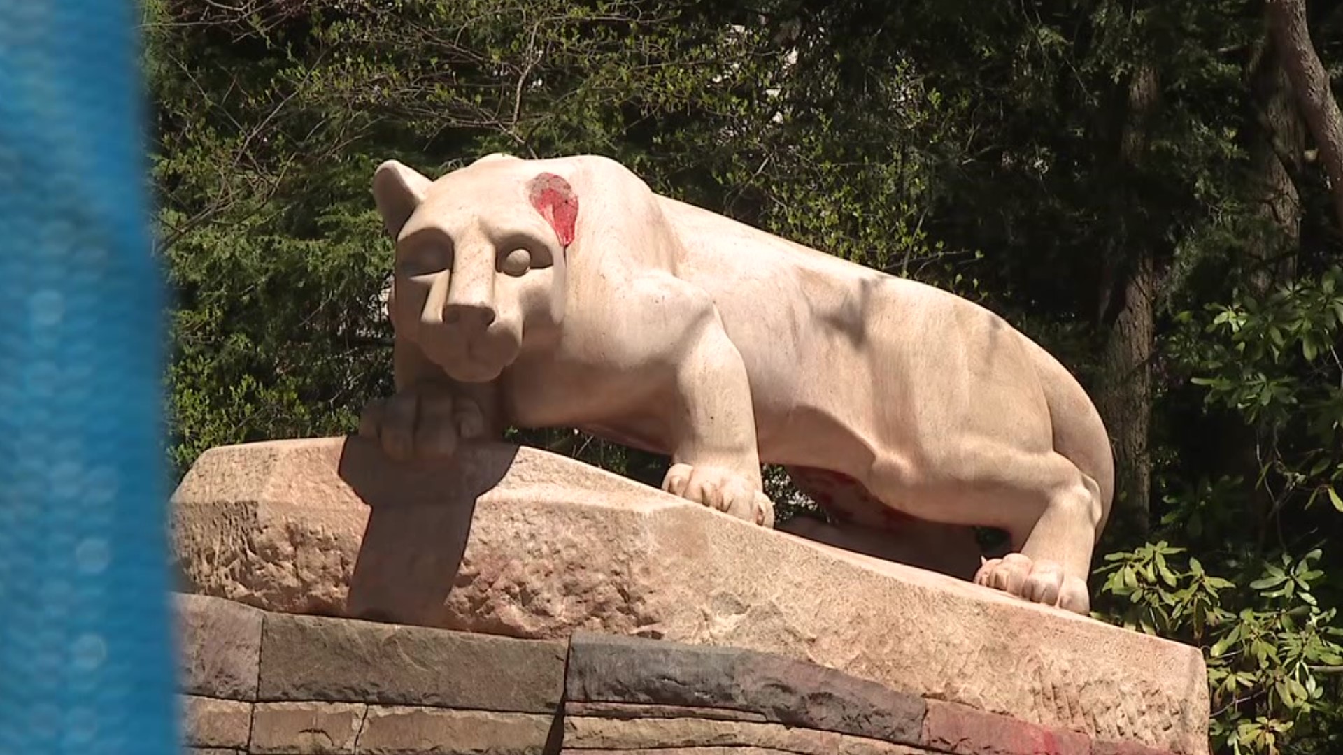 The Nittany Lion statue is a popular spot for snapshots at Penn State University, but it was damaged over the weekend.