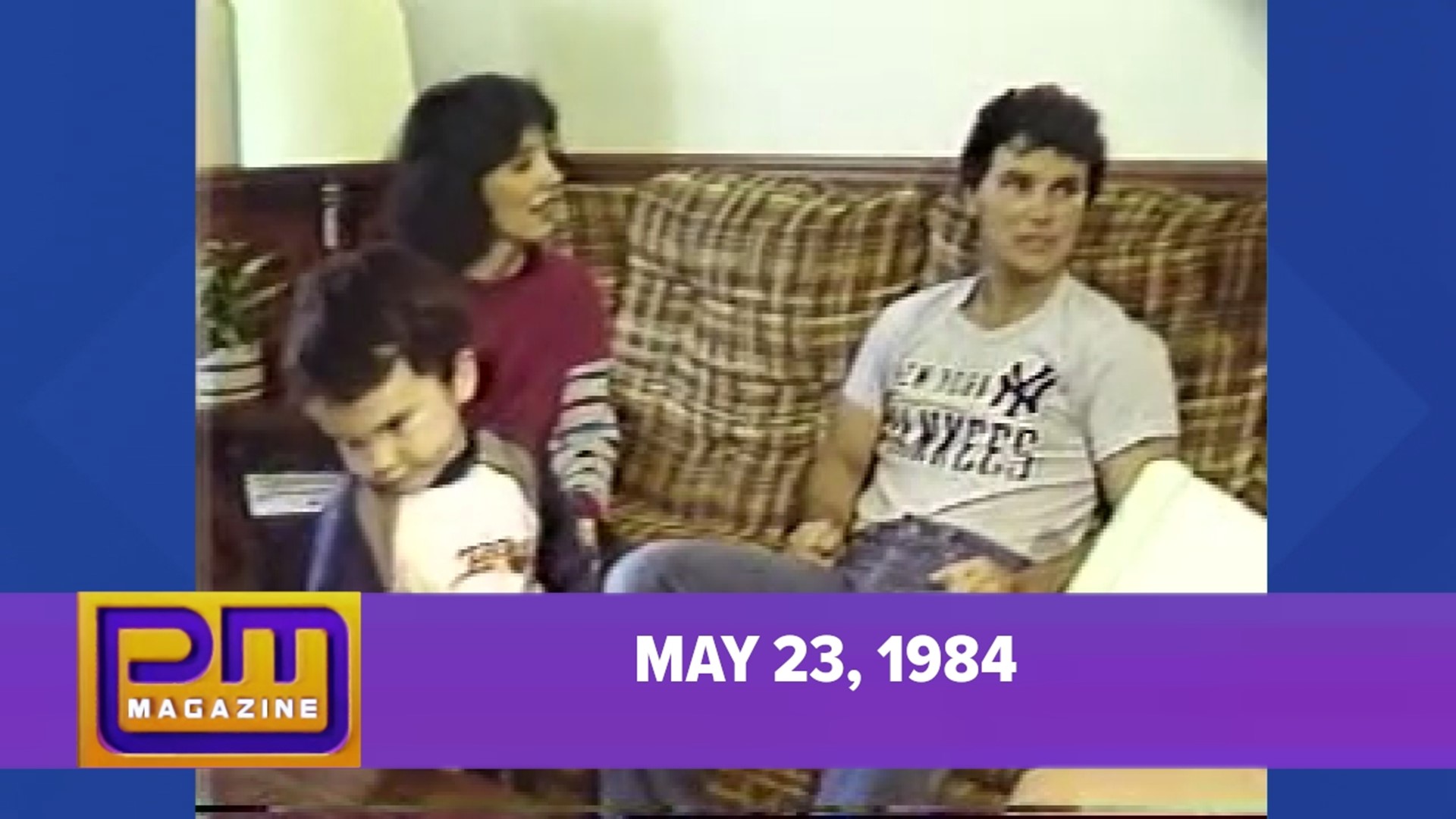Watch PM Magazine with Jane Adonizio and Chad Booth, which aired on May 23, 1984. Sports anchor Joe Zone is profiled.