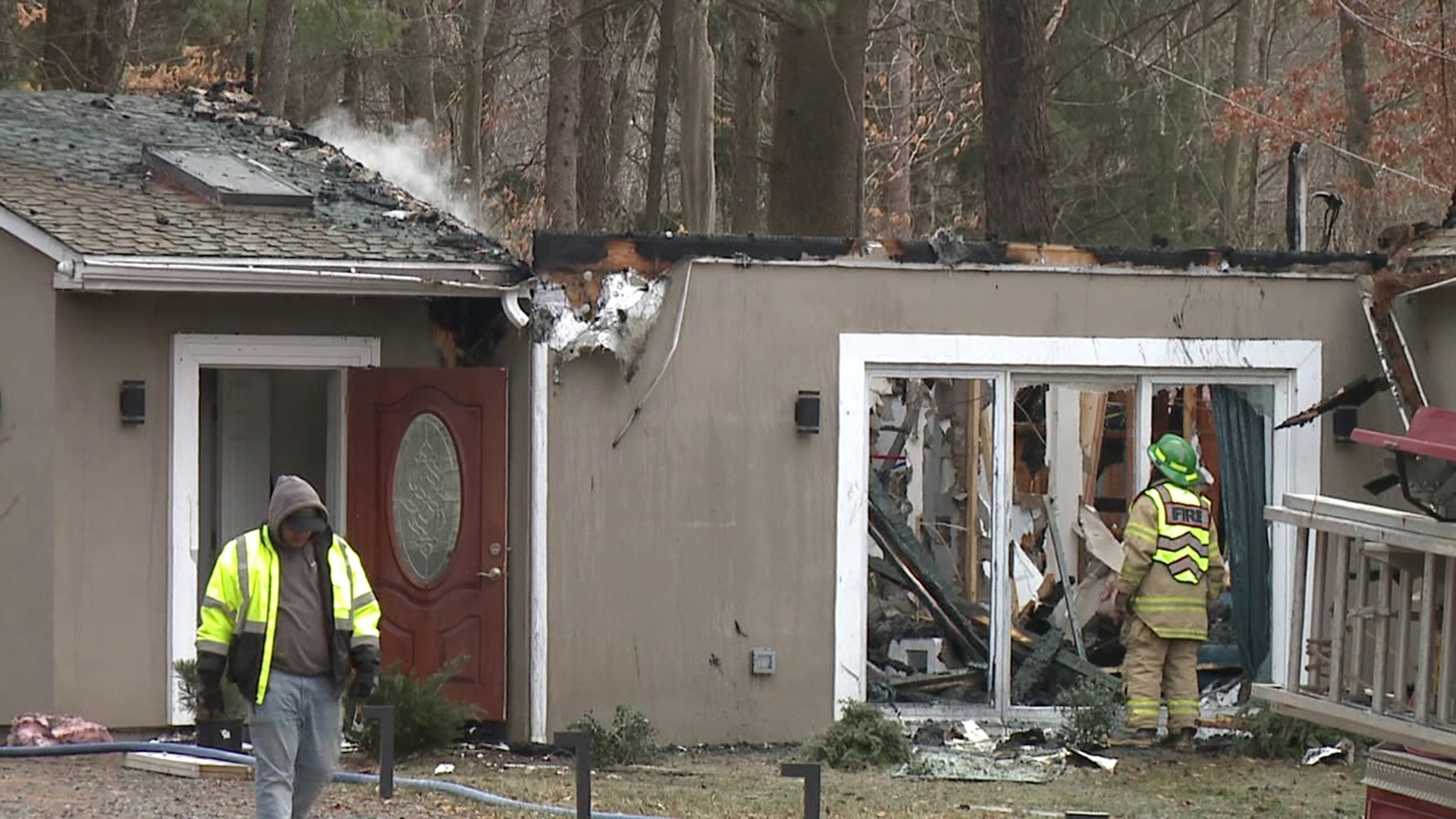 Flames broke out around 1 p.m. Saturday at a home along the 100 block of Route 940 in Blakeslee.