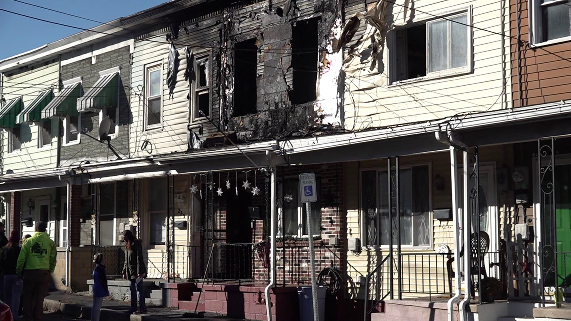 Flames broke out around 10 a.m. along Orwigsburg Street Monday morning.
