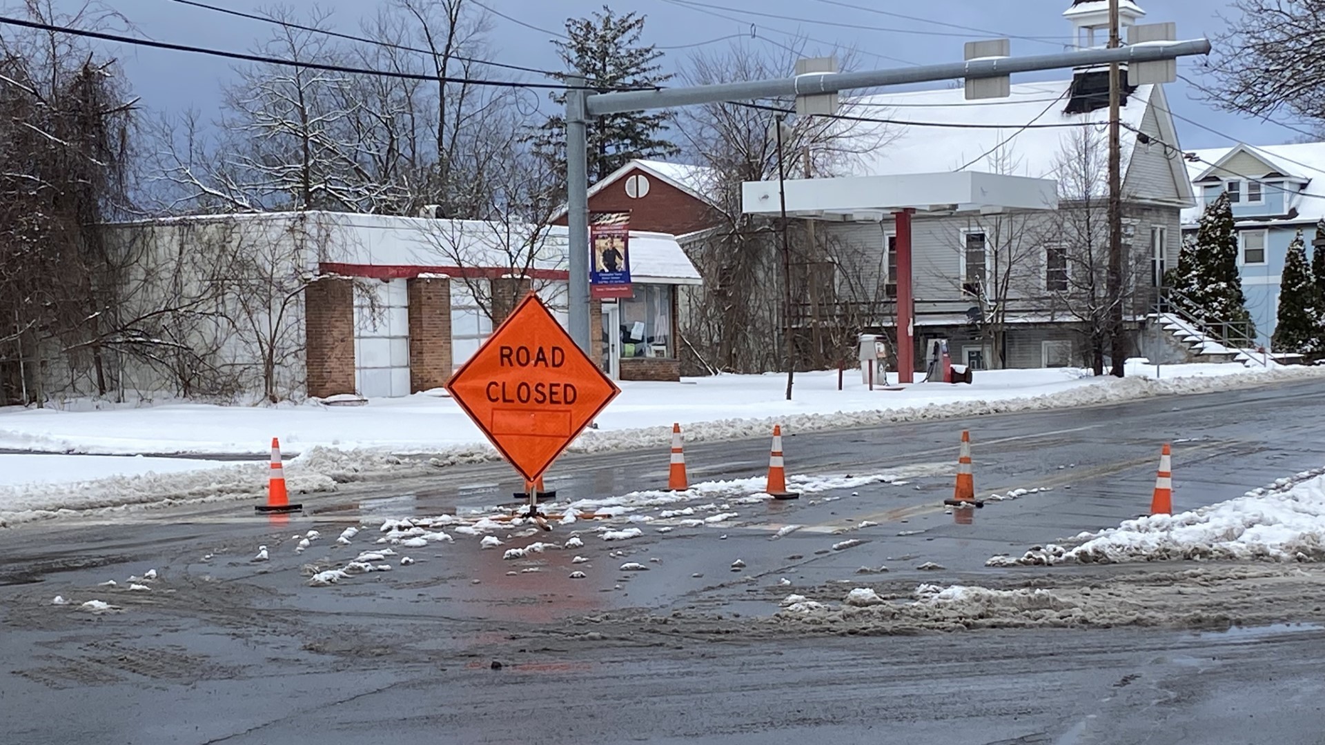 South State Street in Clarks Summit is shut down following Sunday morning's wreck.