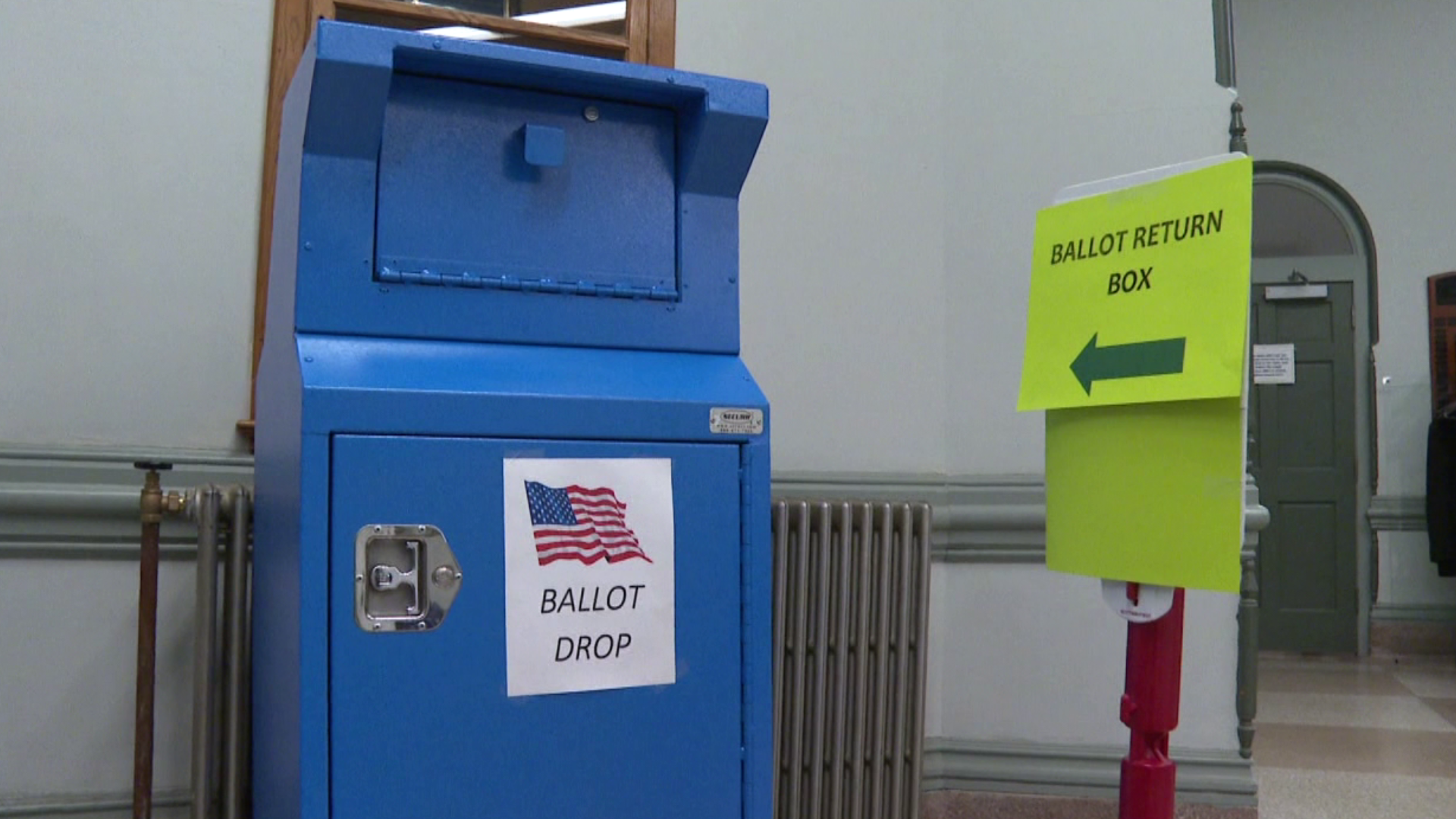 Voters are able to place their mail-in ballots in a secure box inside the county courthouse.