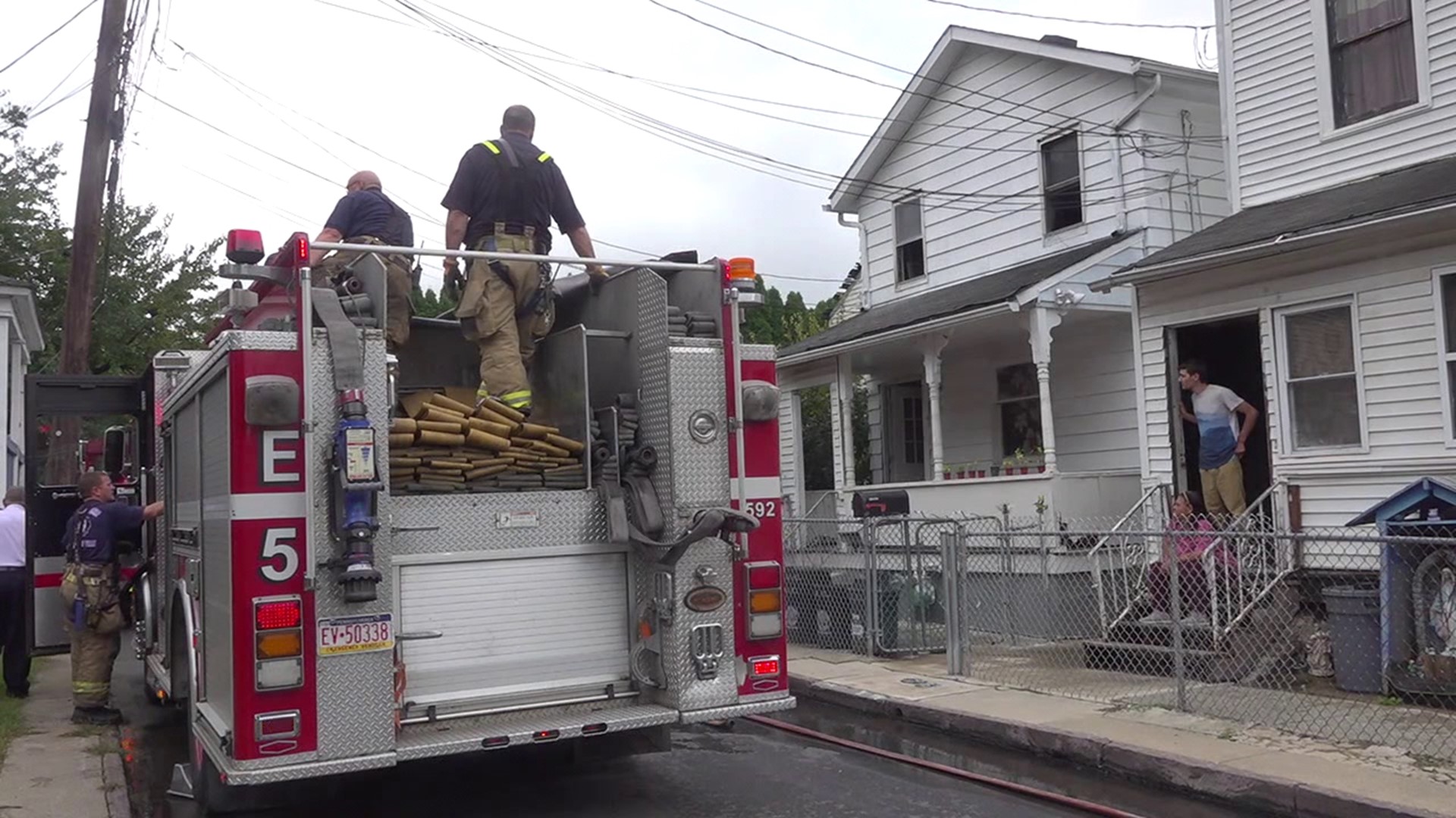 Flames broke out shortly before 10 a.m. along Carbon Lane in Wilkes-Barre.