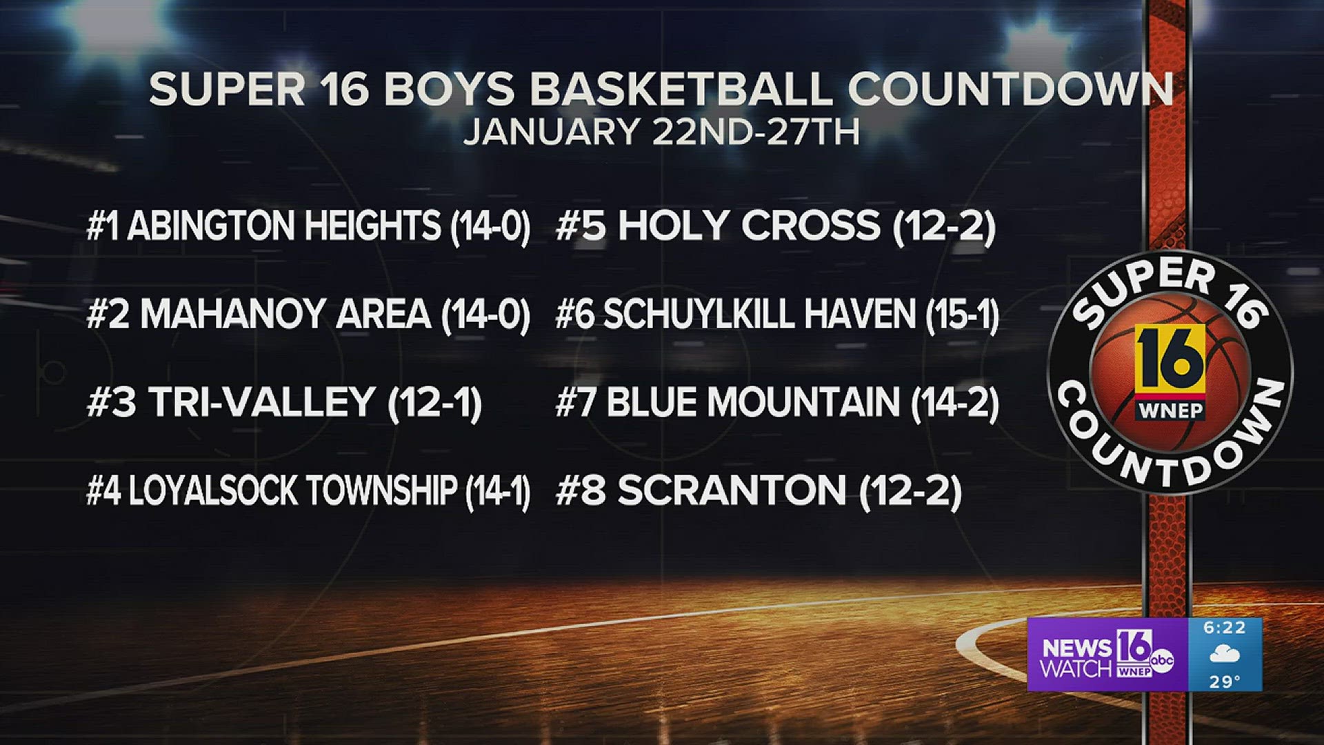 Boy's and Girl's Super 16 Countdown: Jan 22nd-27th