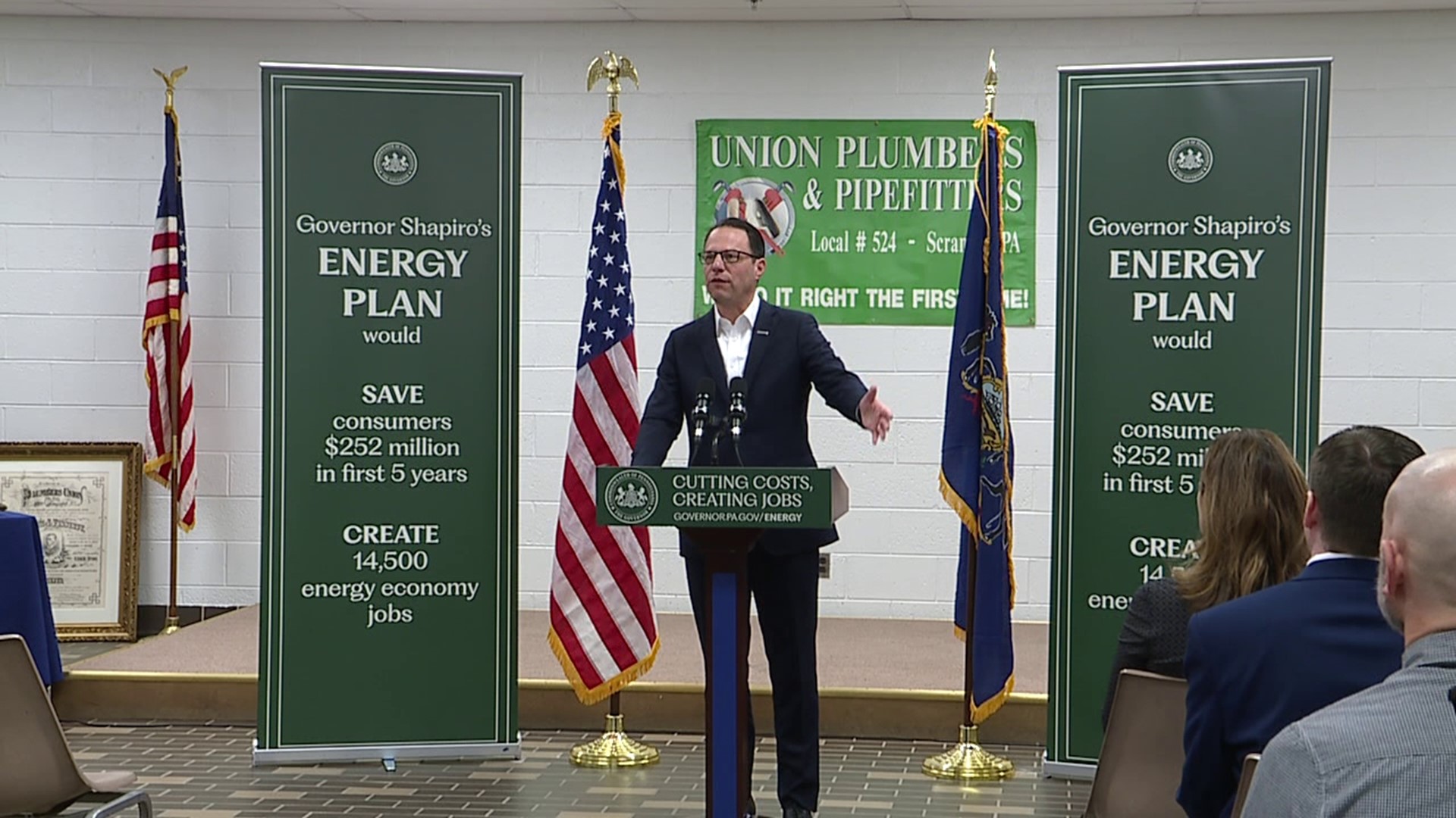 Shapiro announced the plan while making a visit to the Pipe Fitters Union office in Scranton.