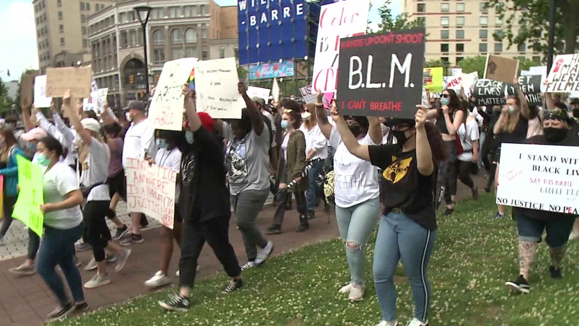 The march and rally were organized by two teens from Luzerne County.