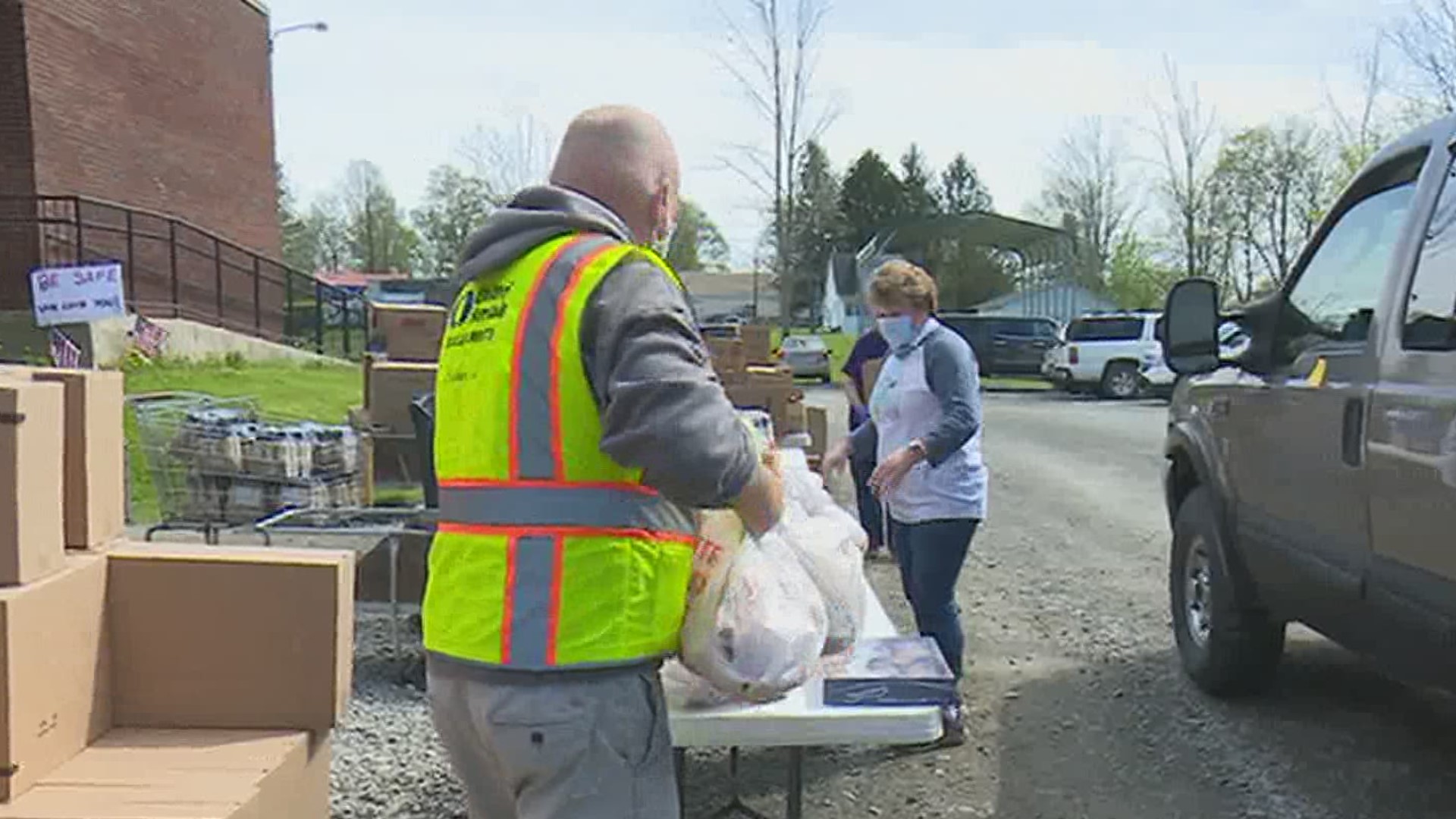 Handing out food in Lackawanna County