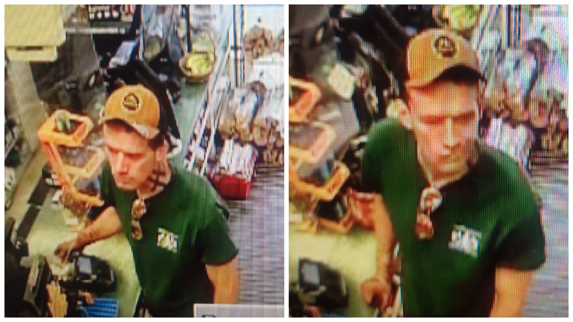 Security images show the suspected thief inside the store in Tannersville.