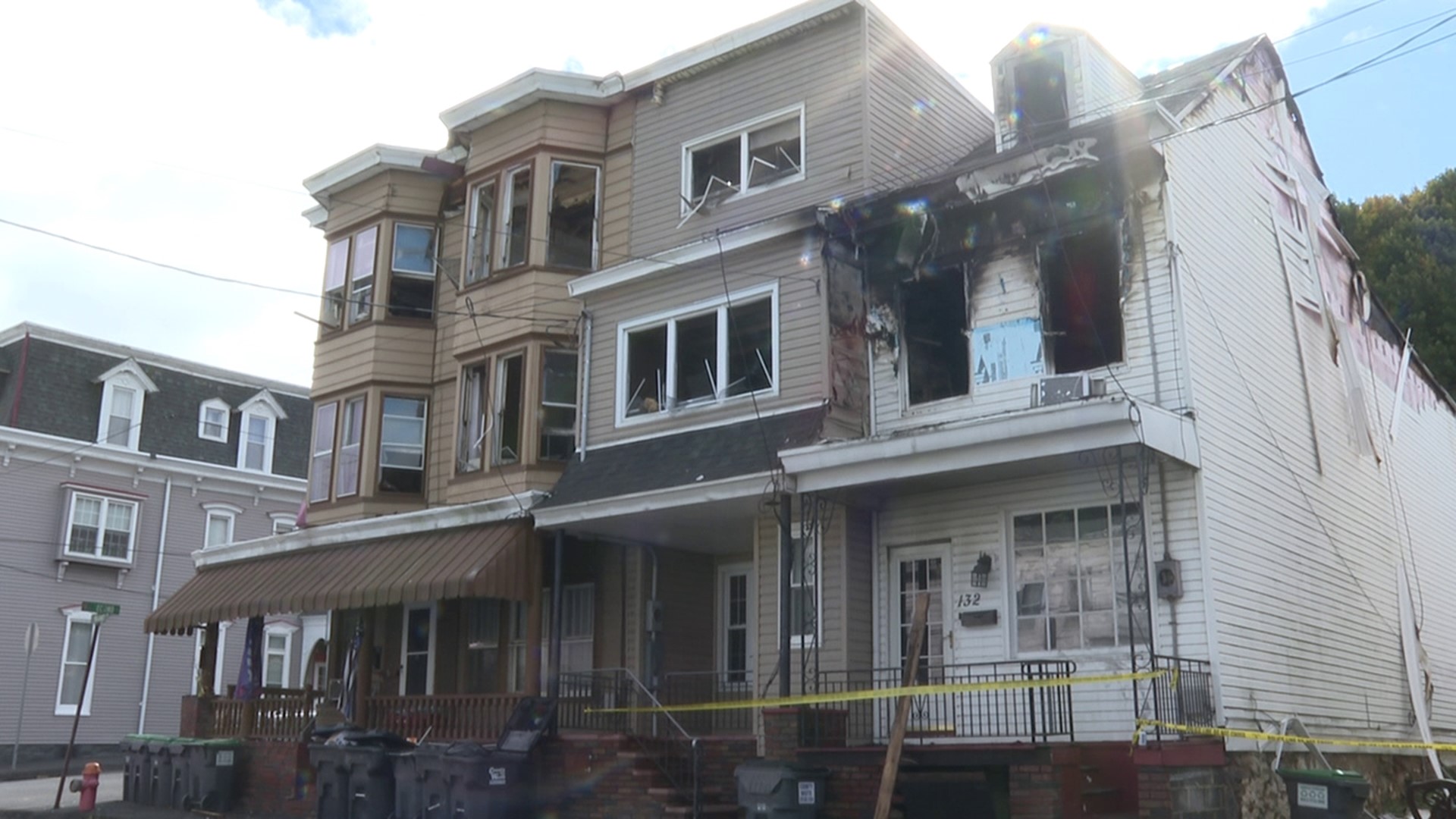 Fire ripped through several apartments Friday night in Mahanoy City, and those who lived in the building spent Saturday salvaging what they could.