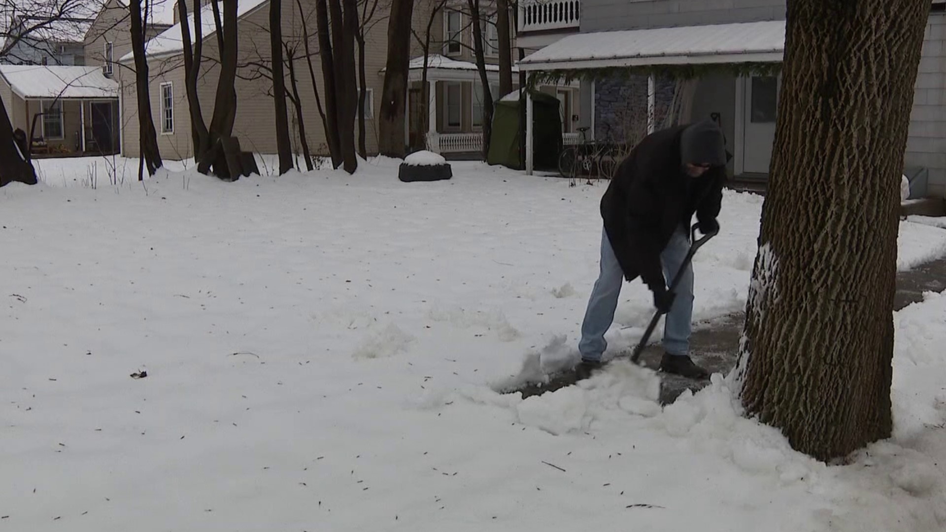 People have been out all morning cleaning up after the winter storm dumped snow around the region.