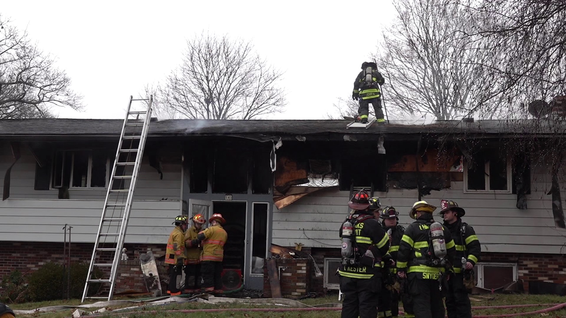 Flames damaged a home on New Year's Day in Clarks Summit.