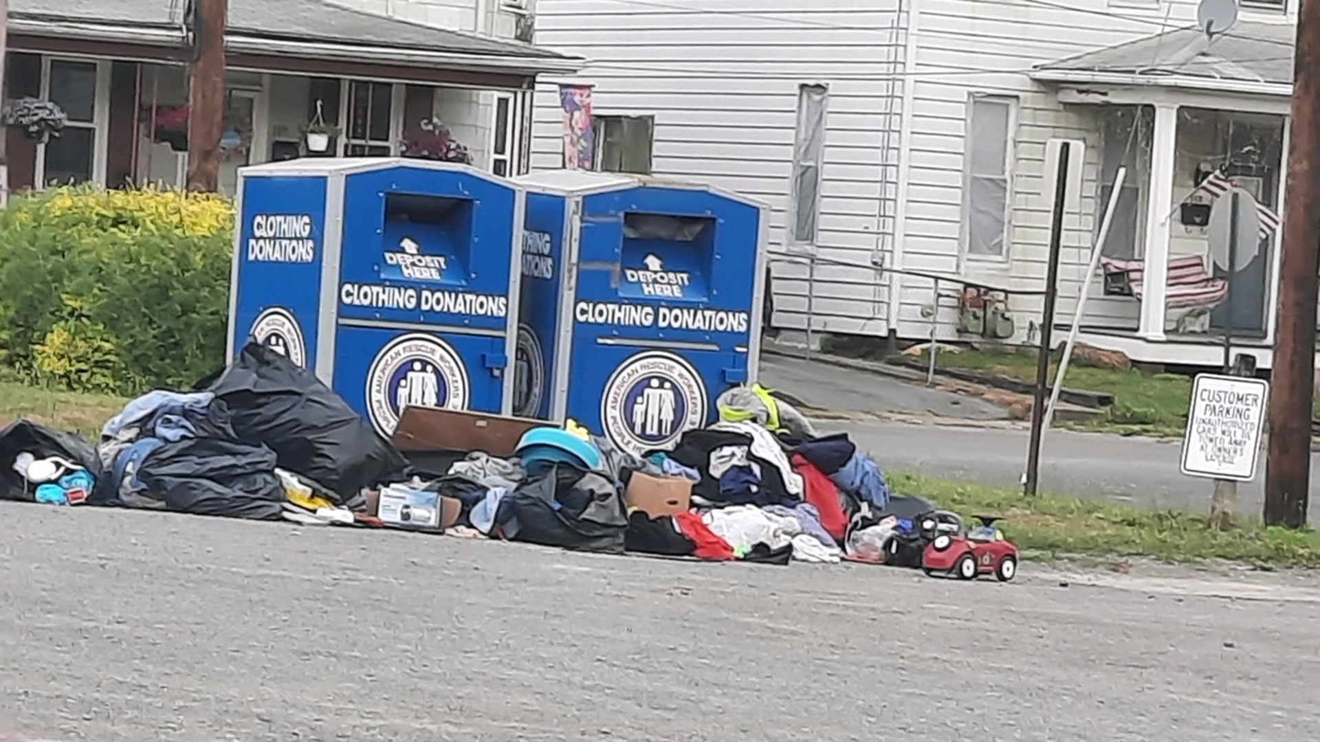 American Rescue Workers had to throw out 15 tons of donations last week after people left them outside in the rain.