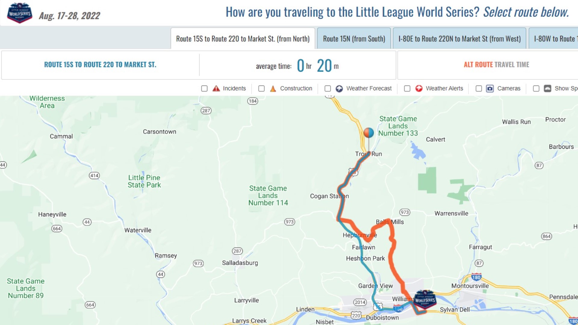 Fans can now get Little League World Series traffic updates on 511pa.com.
