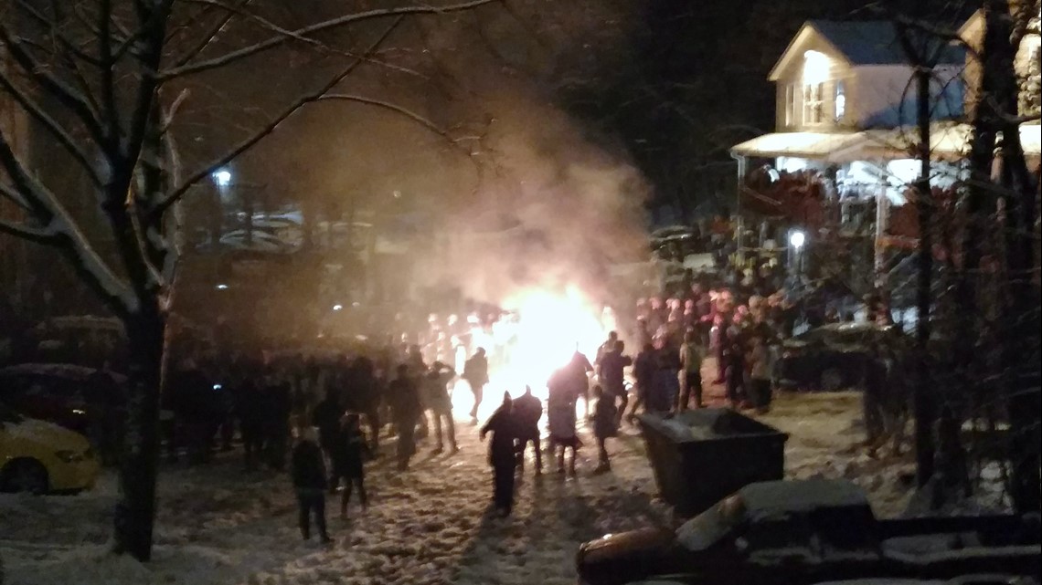 Fiery Super Bowl Celebration in Bloomsburg