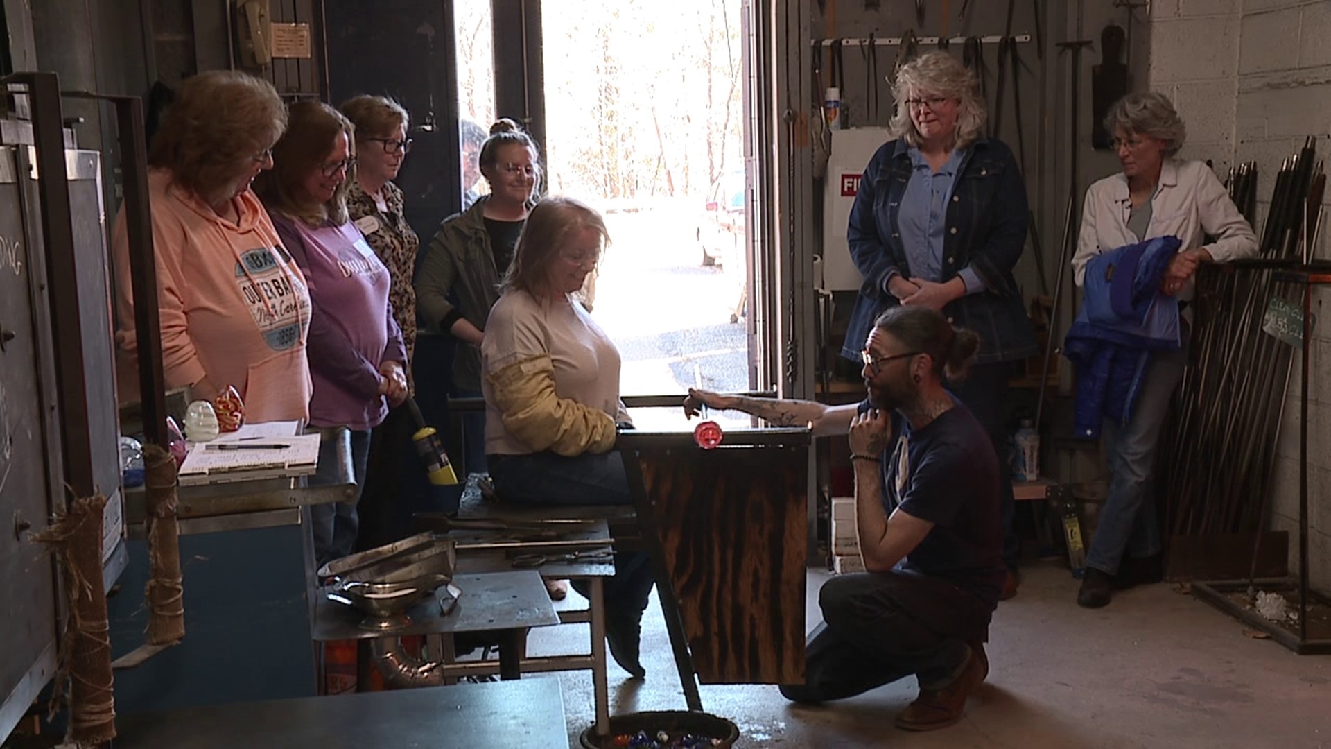 A special glass-blowing workshop at Keystone College Sunday gave people the opportunity to make one-of-a-kind sculptures ahead of Easter.