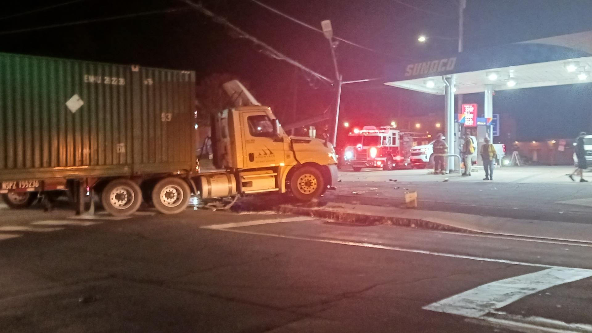 Two tractor-trailers crash at a busy intersection in Lackawanna County.